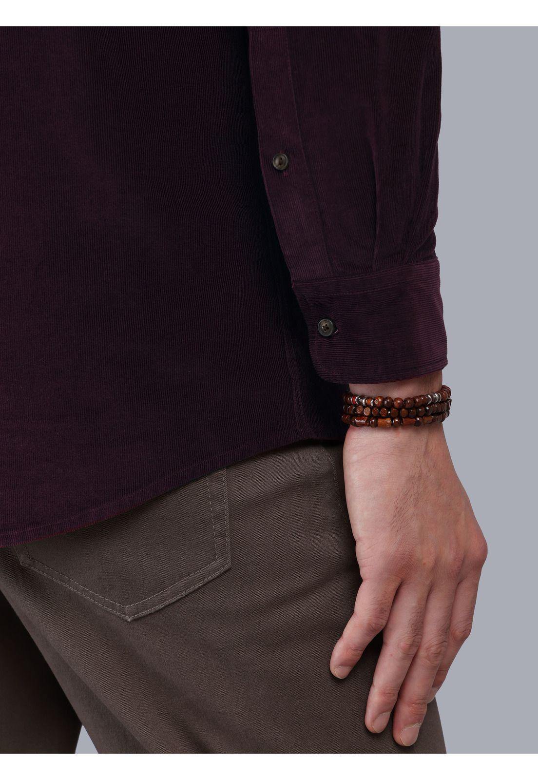 Camisa Cotelé Regular Fit Burdeo Arrow CM33023BU-5