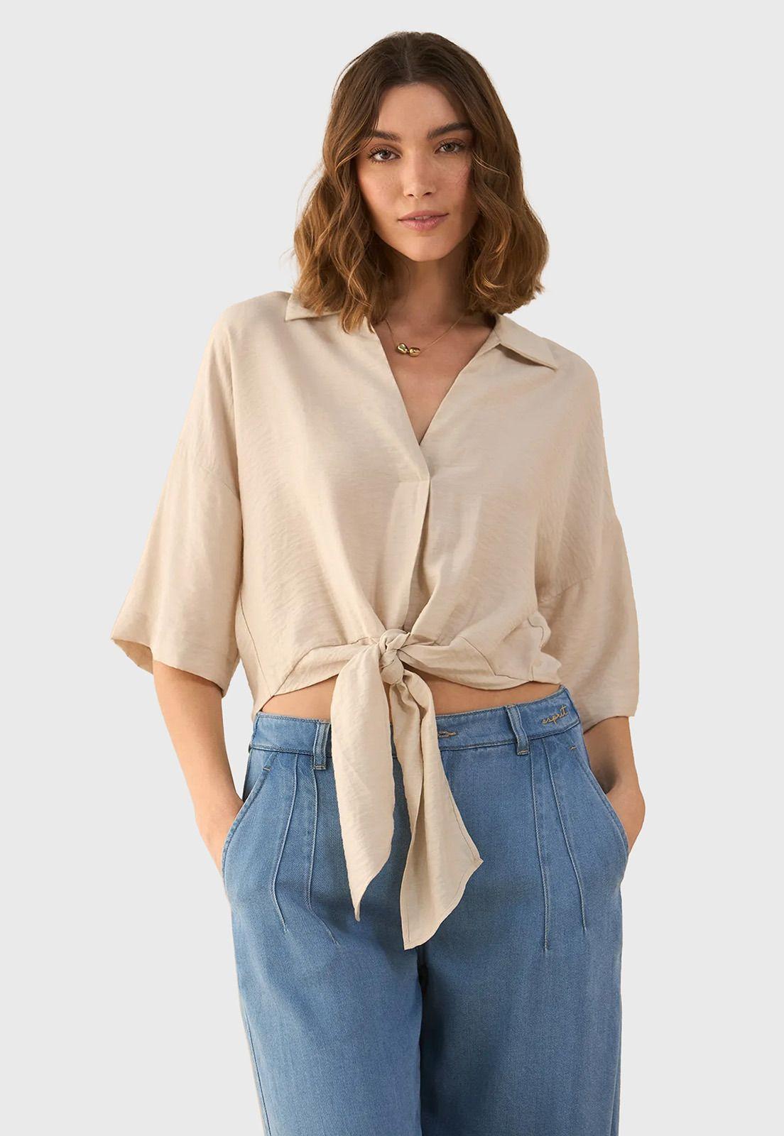Blusa Crop con amarra Mujer Esprit 611G026-3