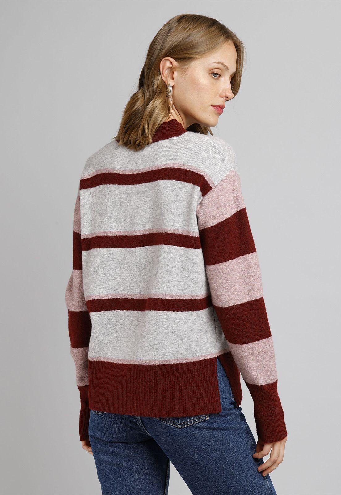 Sweater de Lana a Rayas Cuello Cisne Mujer Esprit 104EE1I340-1