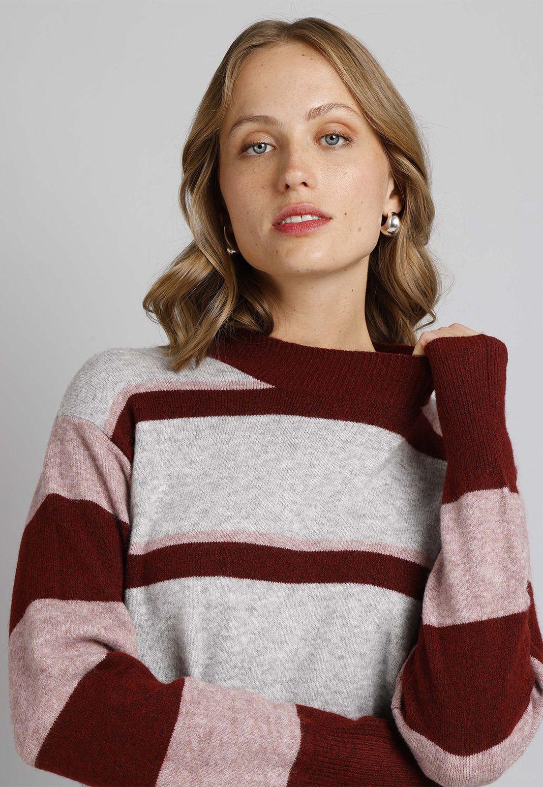 Sweater de Lana a Rayas Cuello Cisne Mujer Esprit 104EE1I340-2