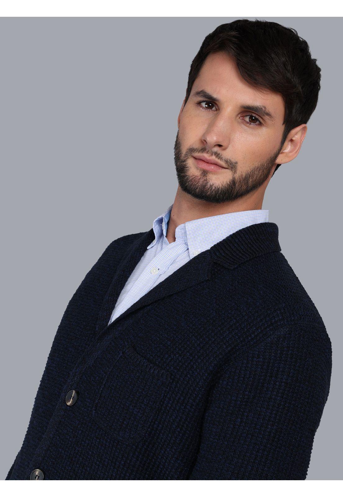 Cárdigan Texturado Regular Fit Azul Marino Arrow SW33006AZ-2