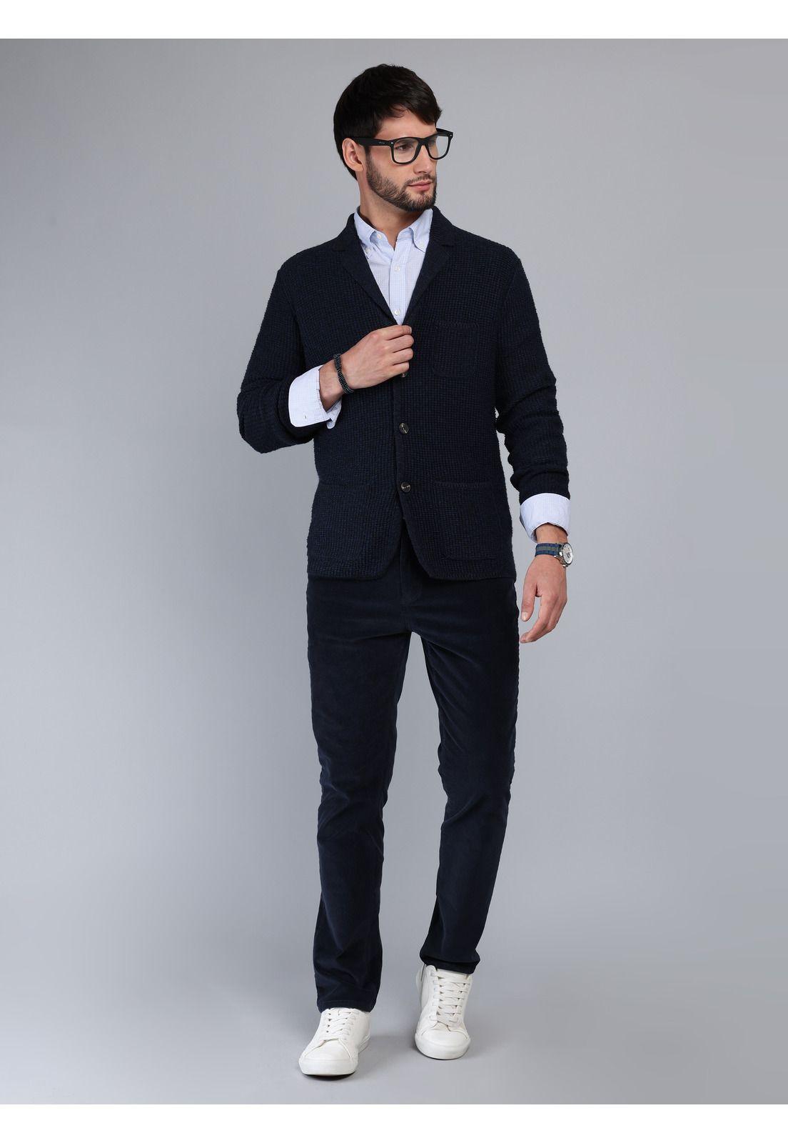 Cárdigan Texturado Regular Fit Azul Marino Arrow SW33006AZ-3