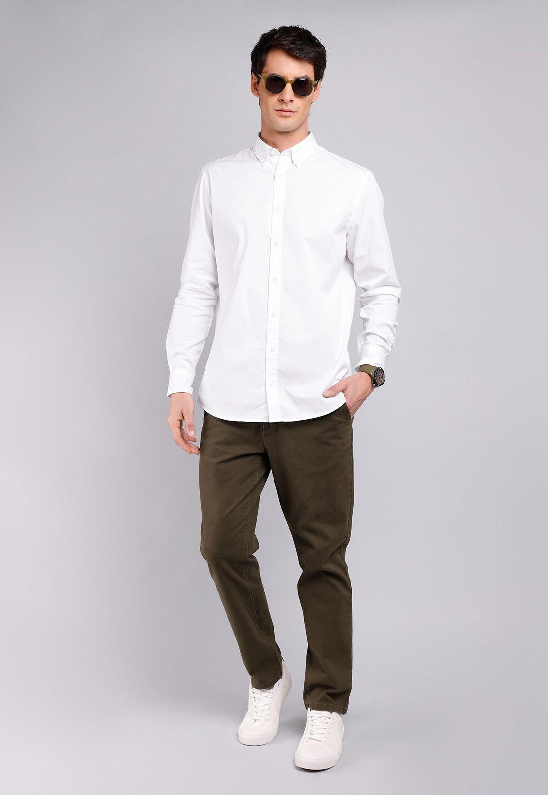 Camisa Hombre Arrow Casual Lisa Manga Larga Algodón-3