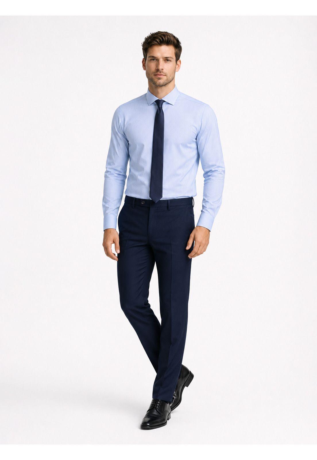 Camisa Formal Rayas Non Iron Tailored Fit Azul Arrow ARM0493AZ-2