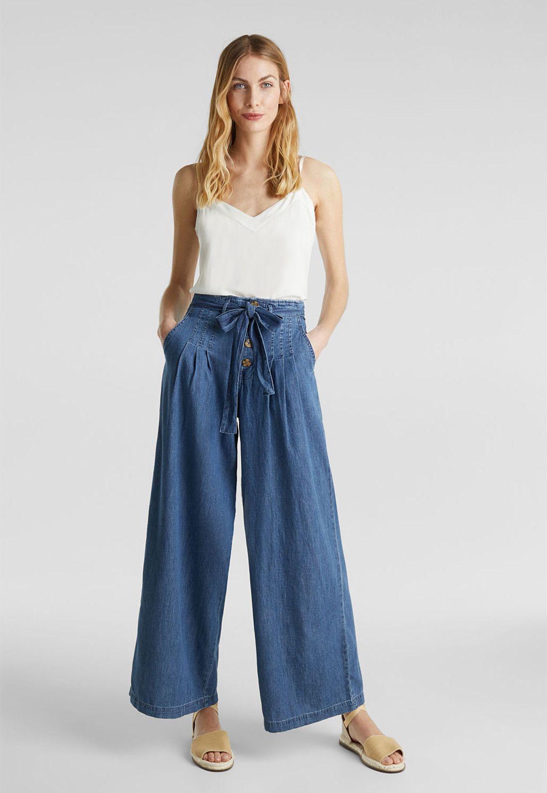 Jeans cullote con tira de botones-4