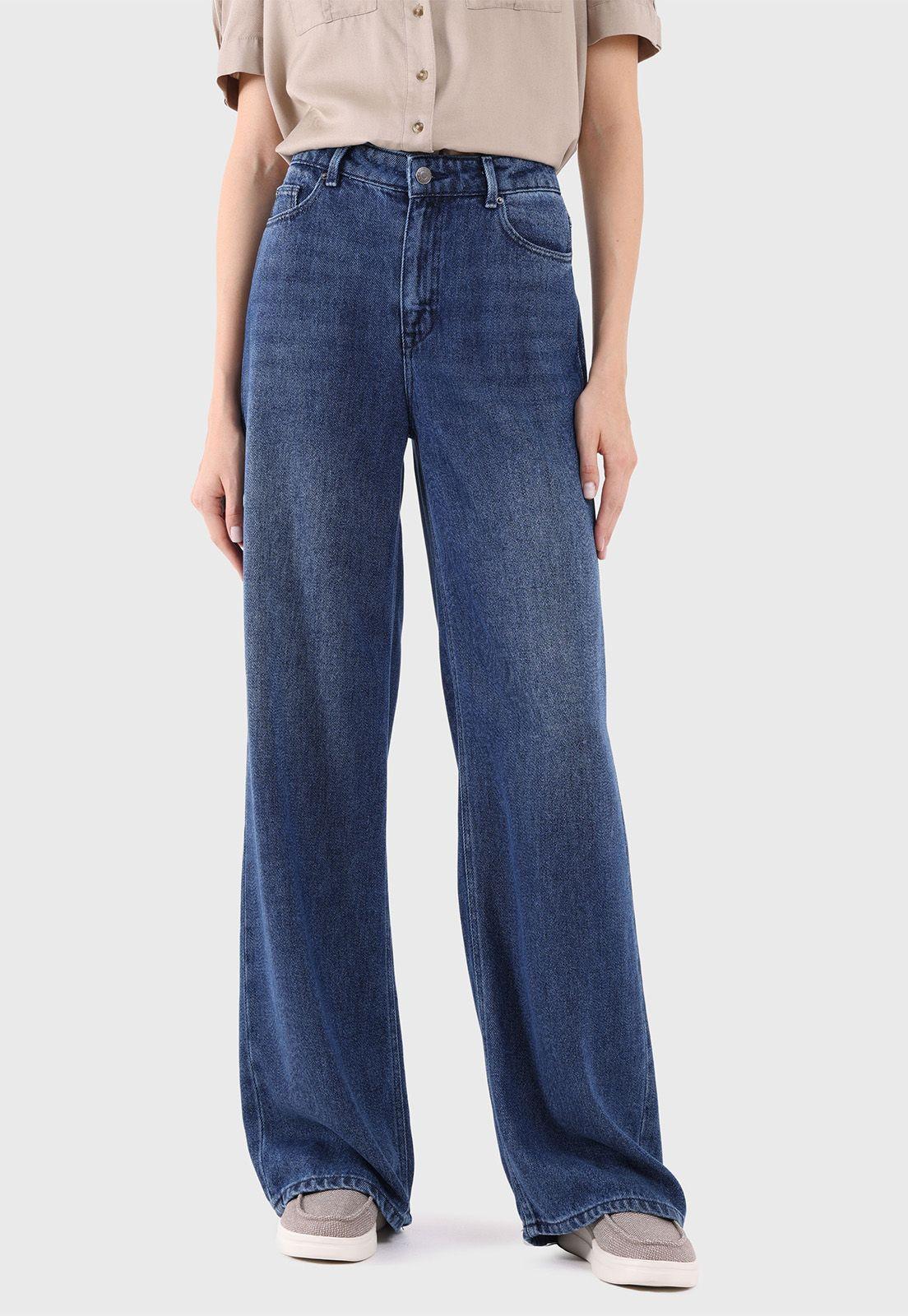 Jeans Corte Pierna Ancha Mujer Esprit-0