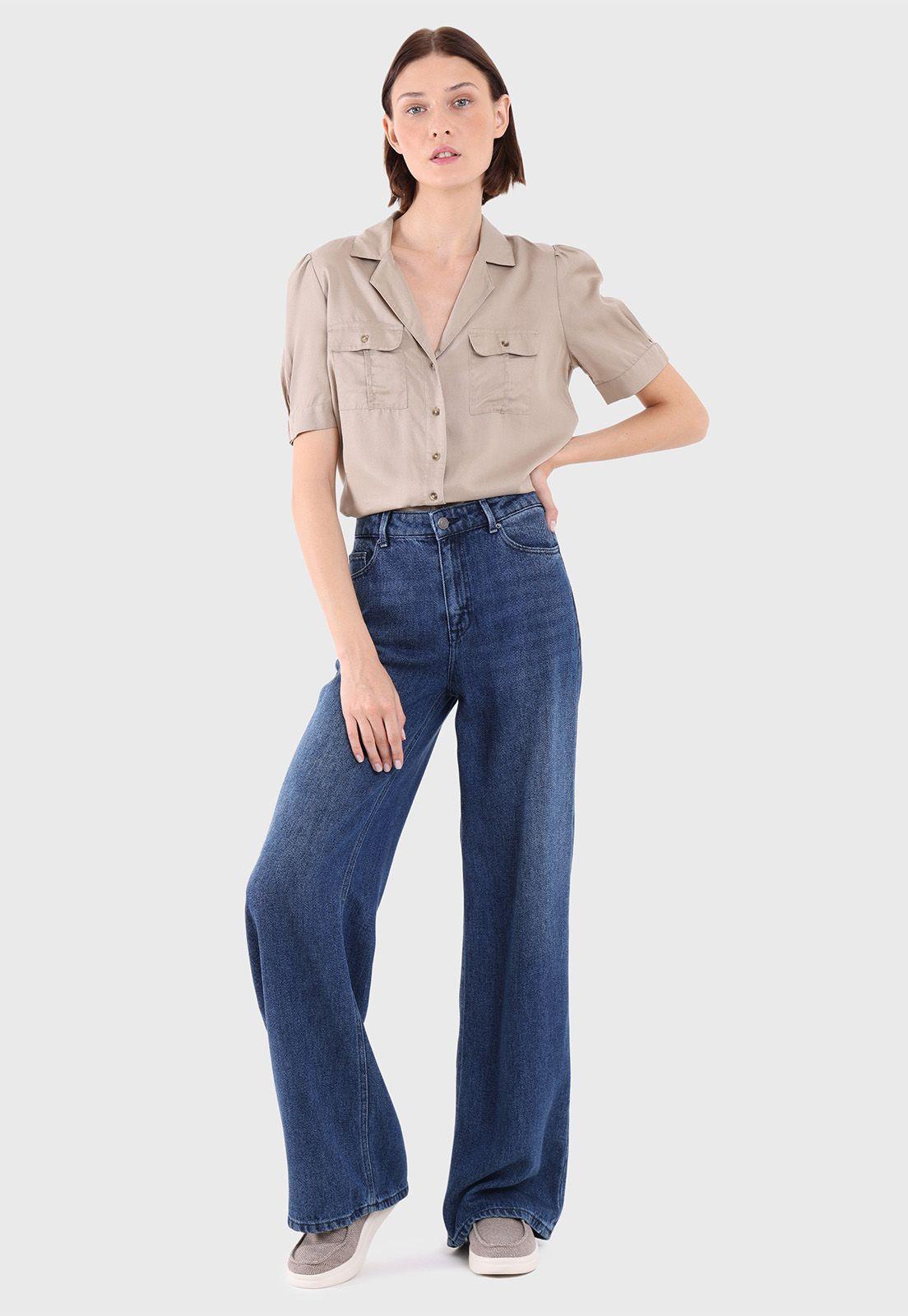 Jeans Corte Pierna Ancha Mujer Esprit-3