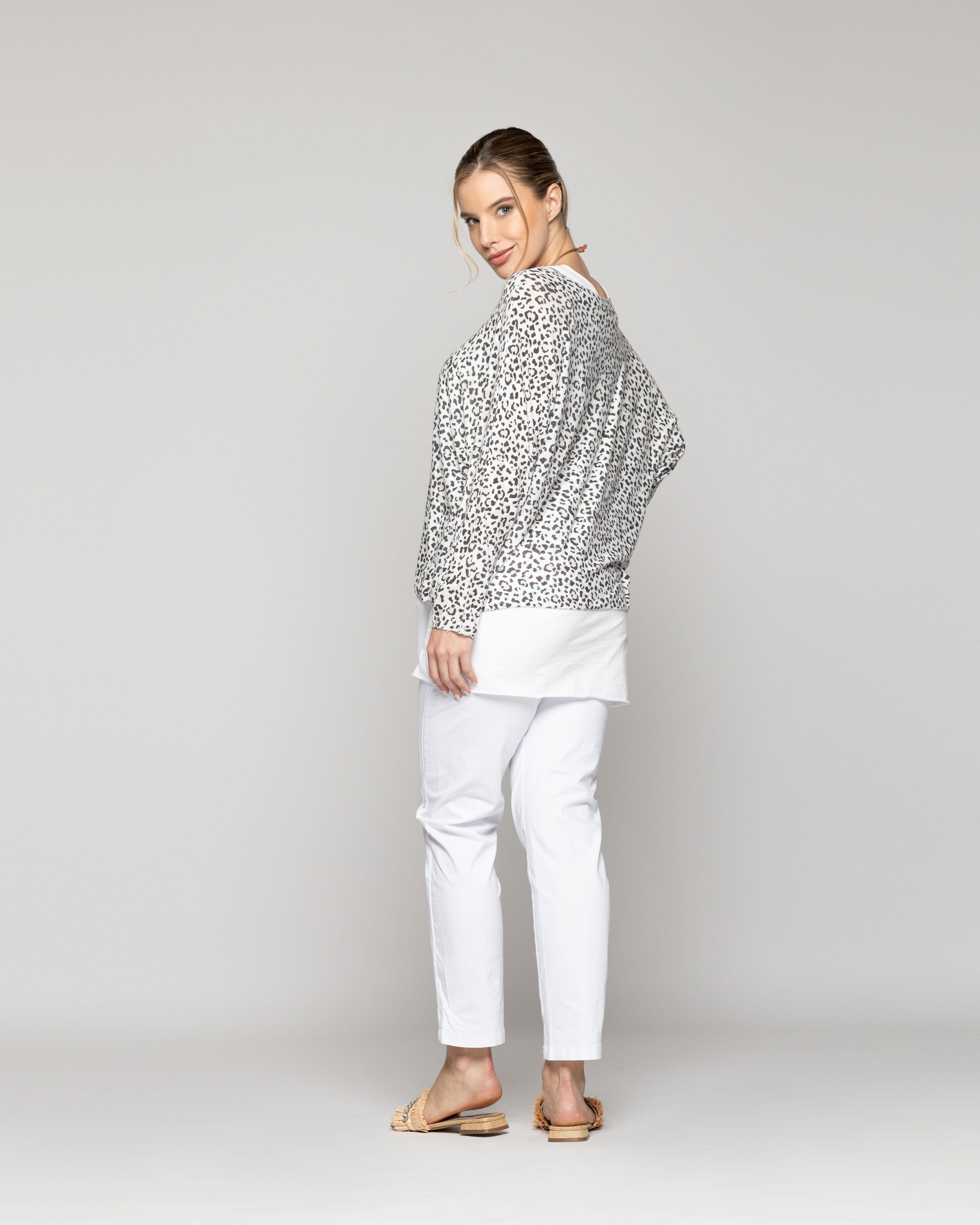 Polera Mujer Oriana Estampado Animal Print Blanco Y Negro Lineatre-3