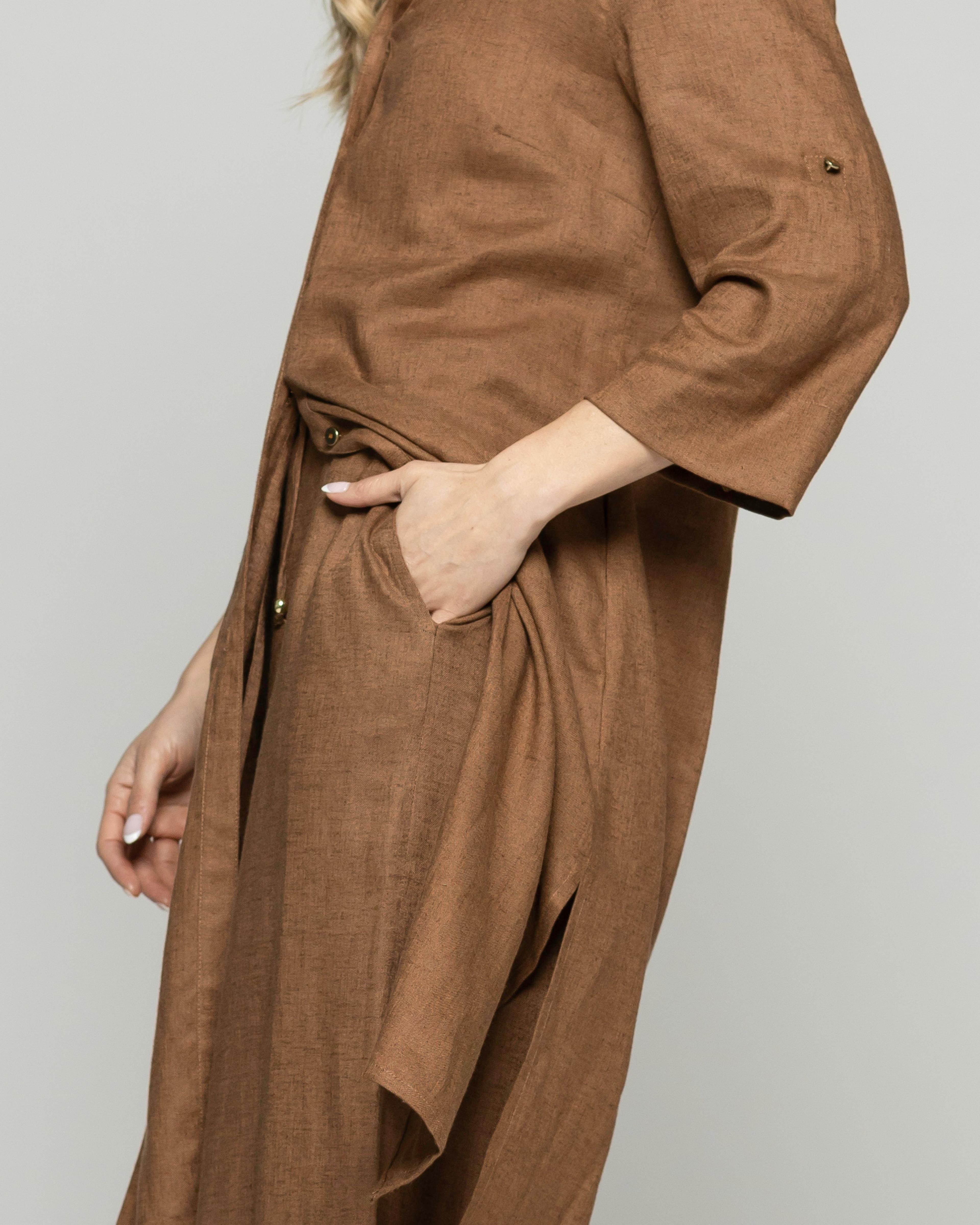 Pantalón Mujer Fresia Viscosa Lino Palazzo Café Moka Ludovica-7