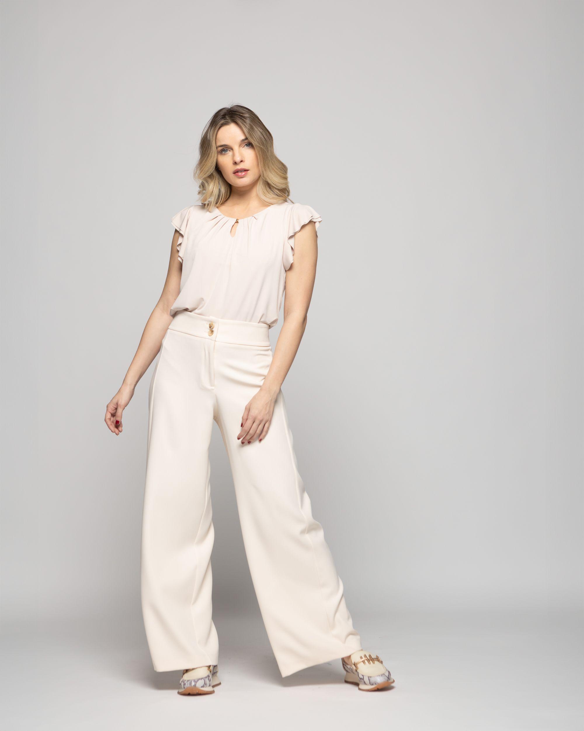 Polera Mujer Nenúfar Escote Redondo Mangas Con Vuelos Nude Ludovica-1