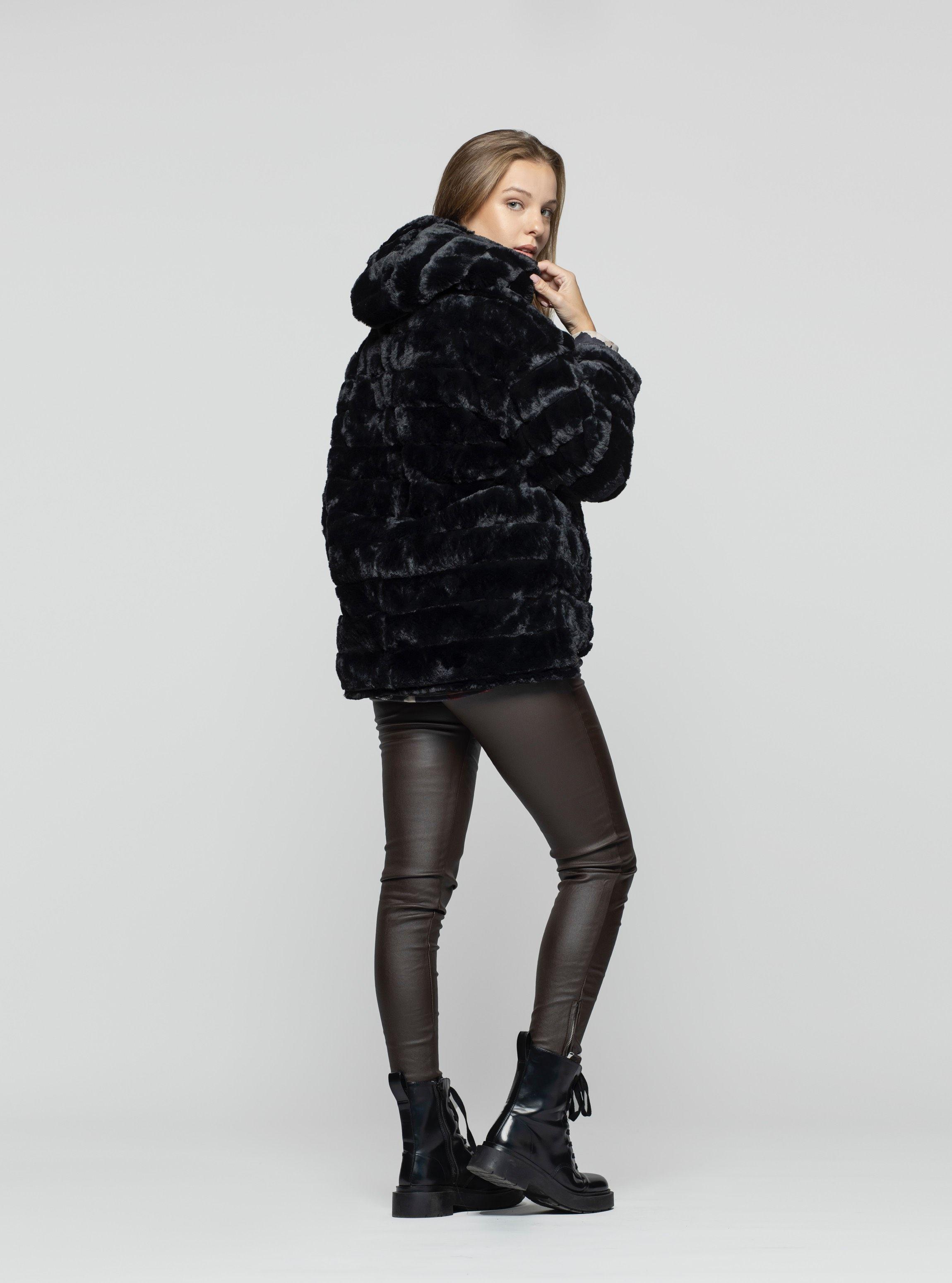 Parka Reversible Mujer Orian Negro Lineatre-3