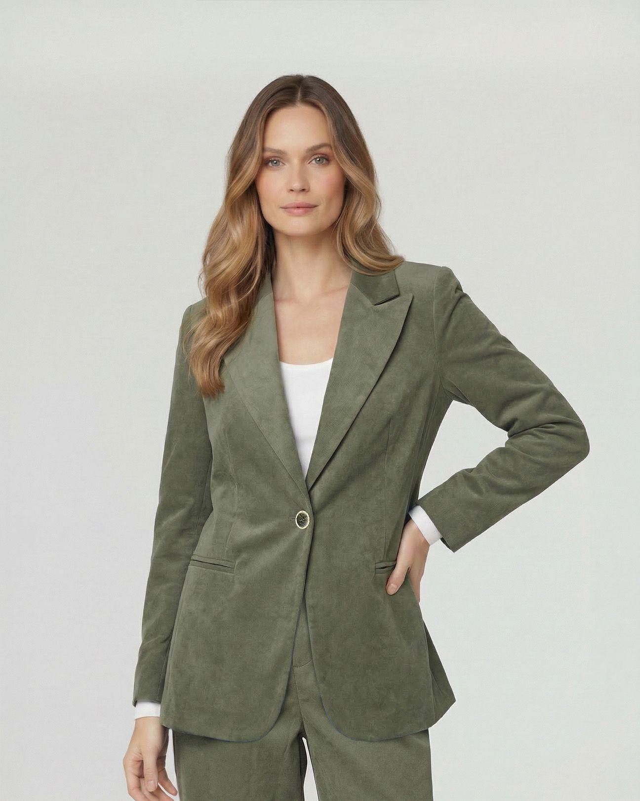 Chaqueta Mujer Isidora Regular Cuello Con Solapa Manga Suelta Militar Lineatre-0