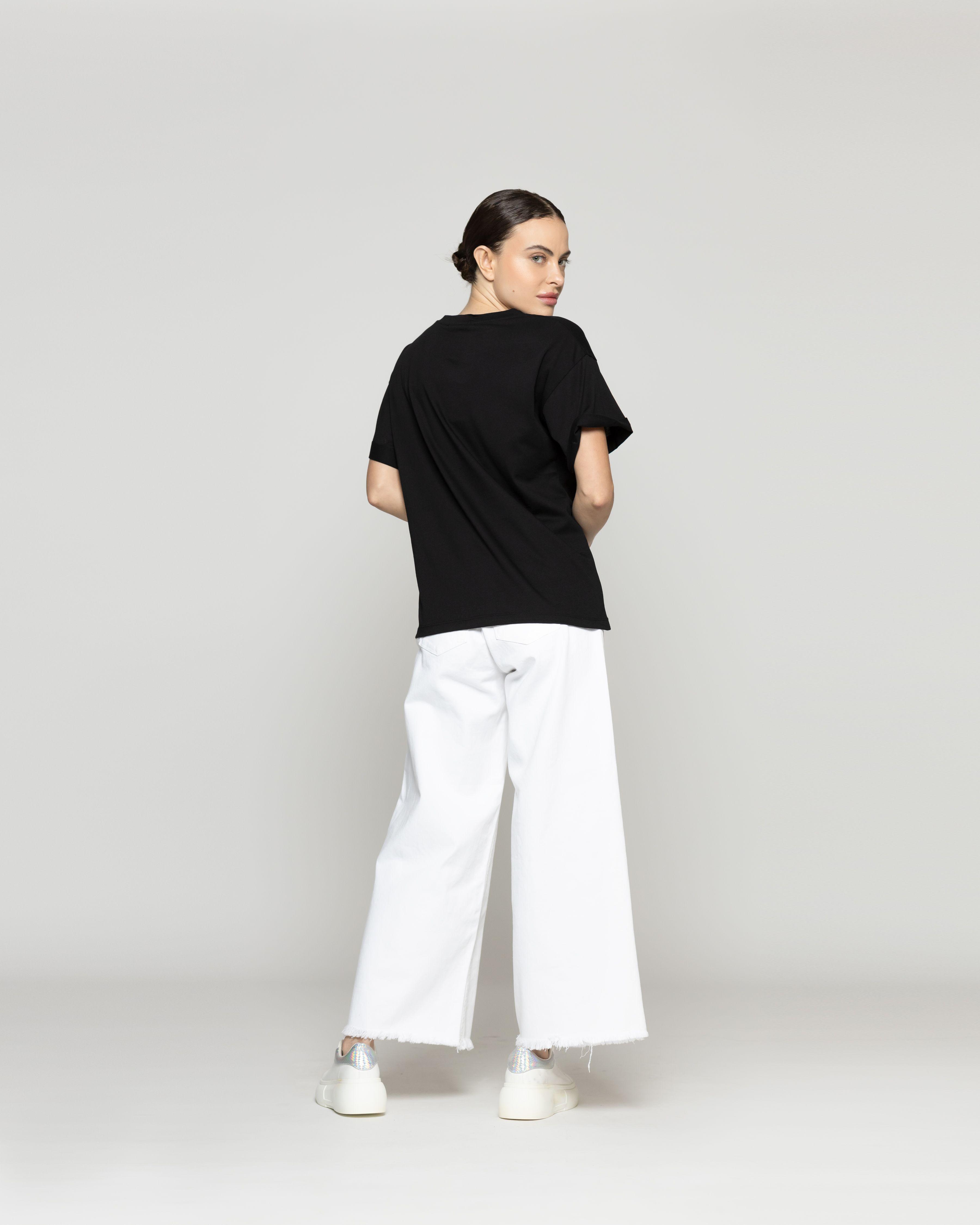 Polera Mujer Básico Ornella Escote V Negra Lineatre-3