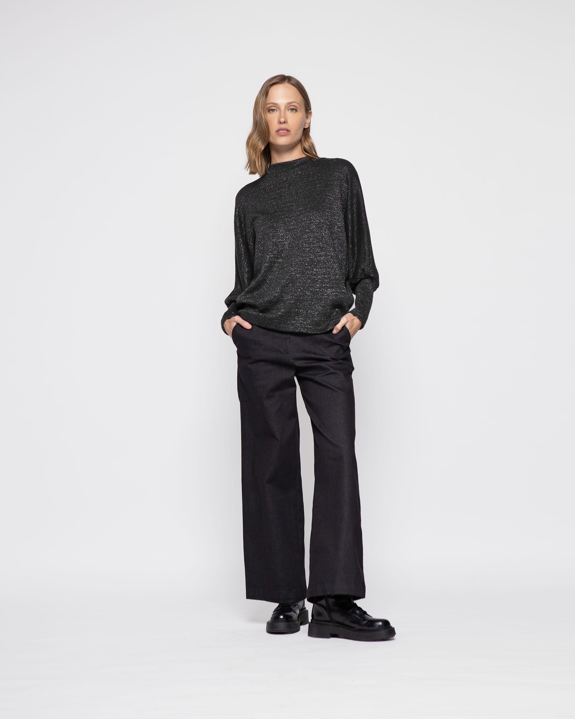 Sweater Mujer Margarita Negro Ludovica-0