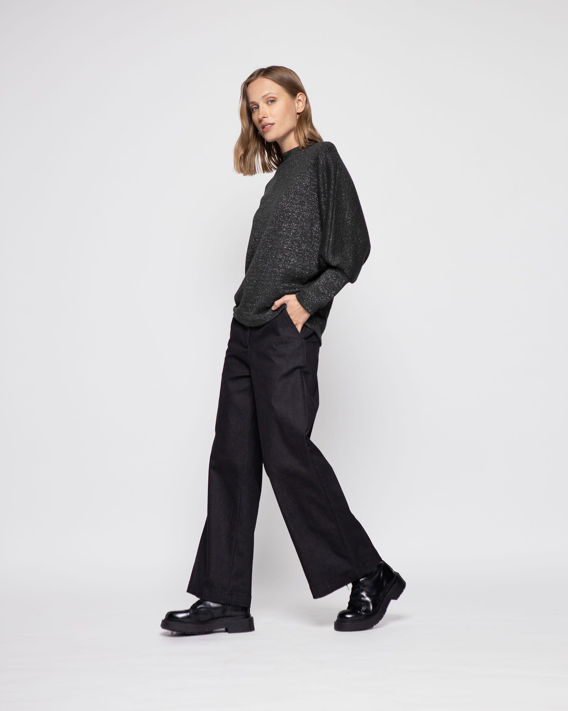 Sweater Mujer Margarita Negro Ludovica-1