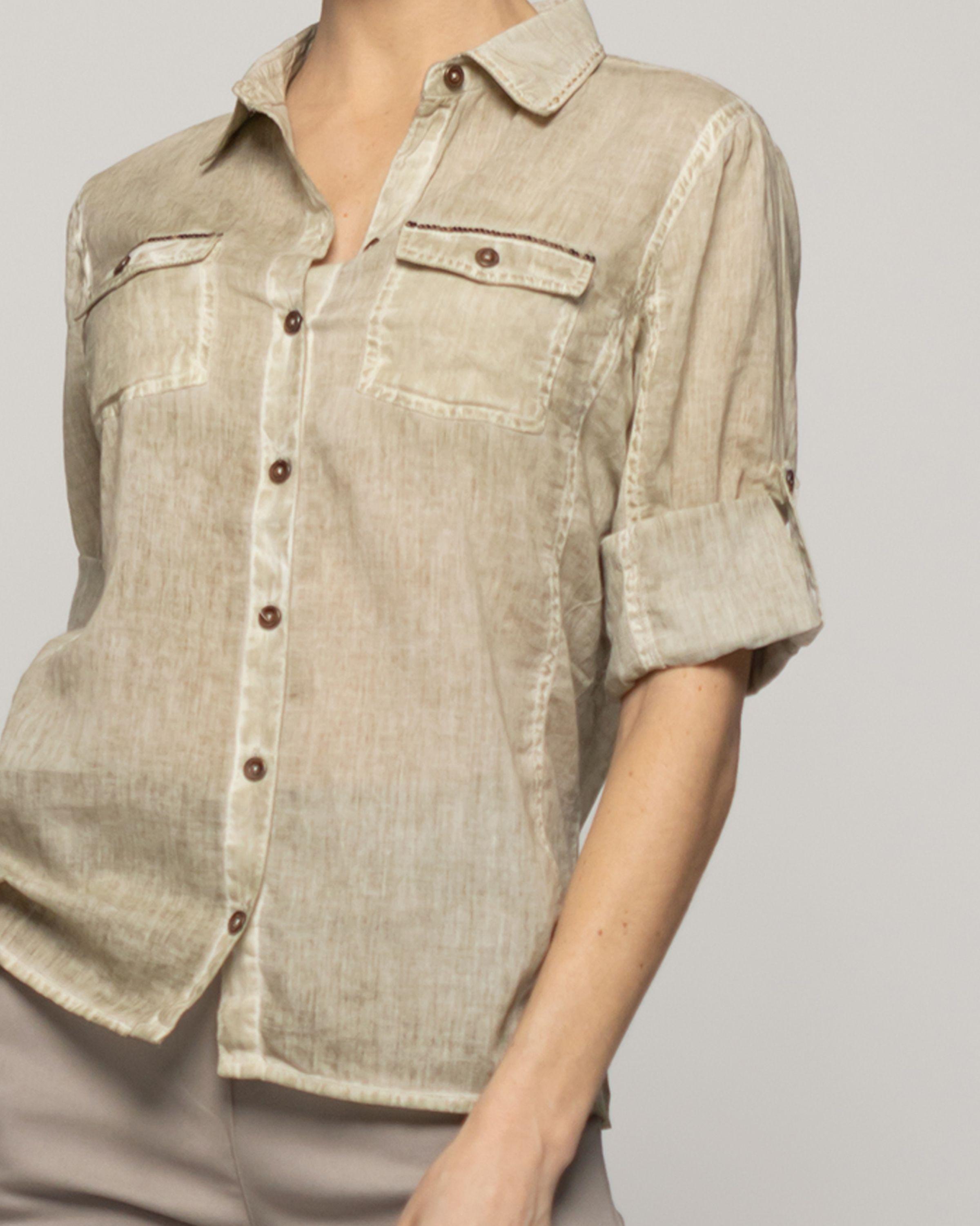 Blusa Mujer Brina Manga 3/4 Bolsillo Frontal Verde Lineatre-3