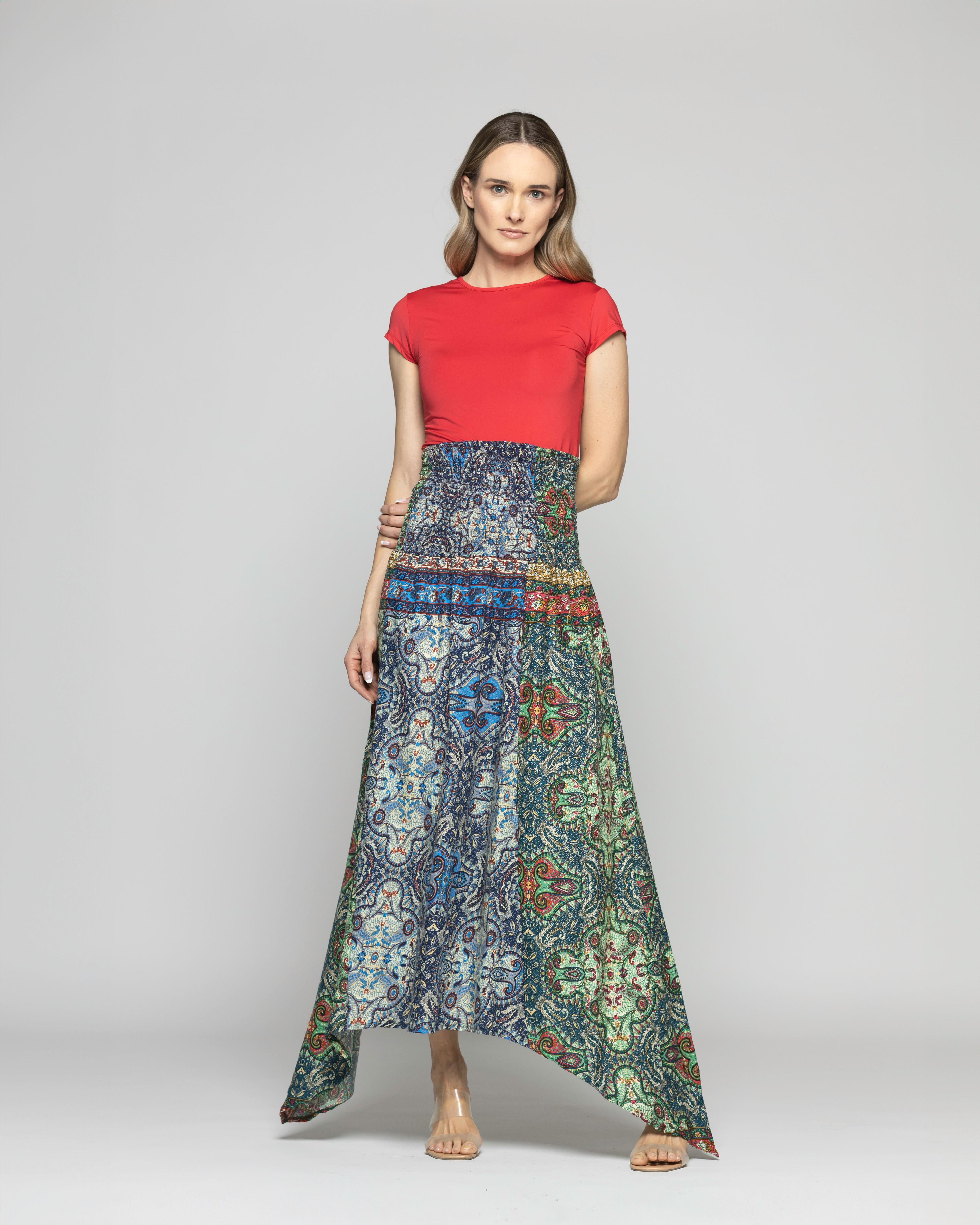 Falda Vestido Mujer Jacinto Diseño Bohemio Verde Ludovica-0