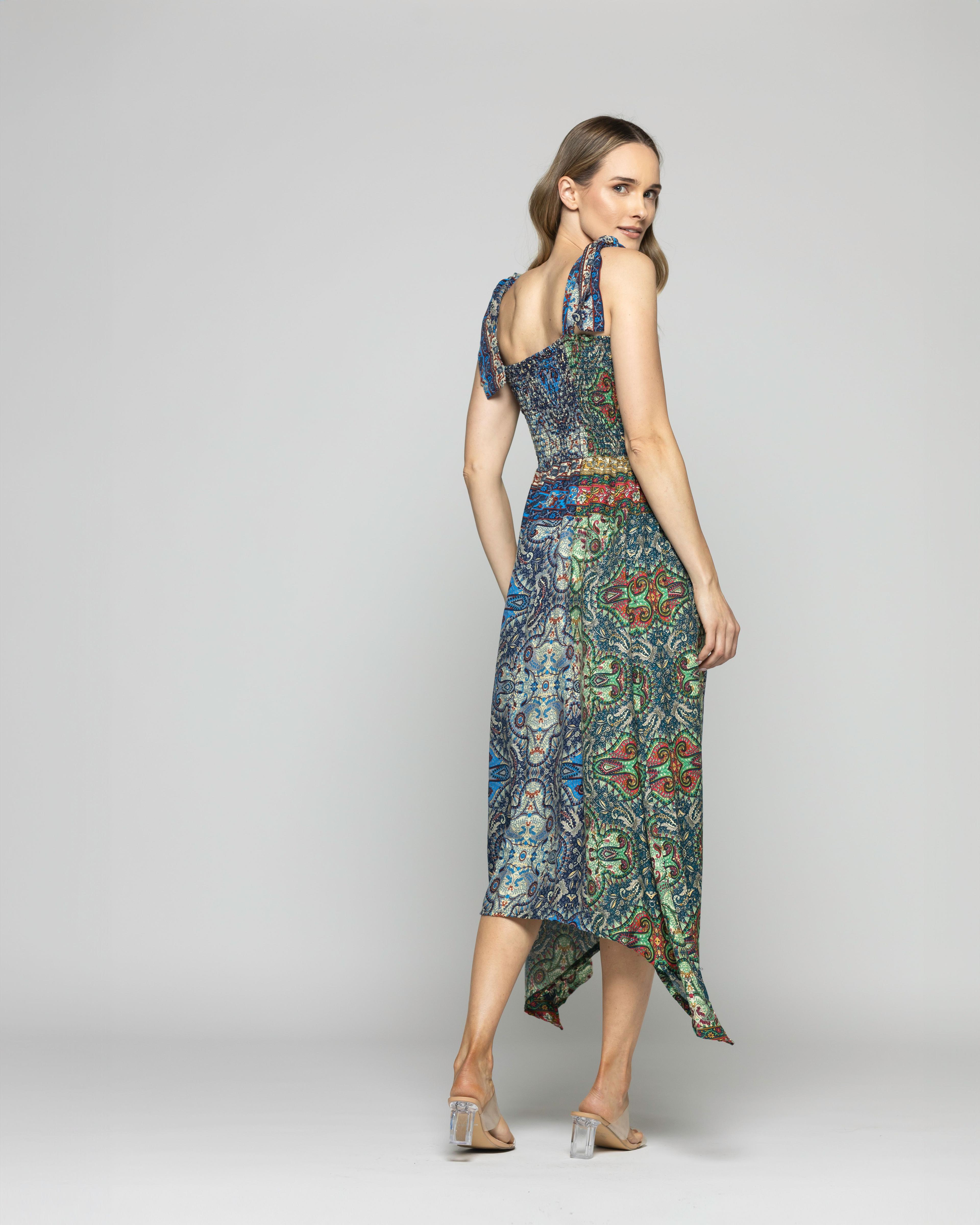 Falda Vestido Mujer Jacinto Diseño Bohemio Verde Ludovica-6