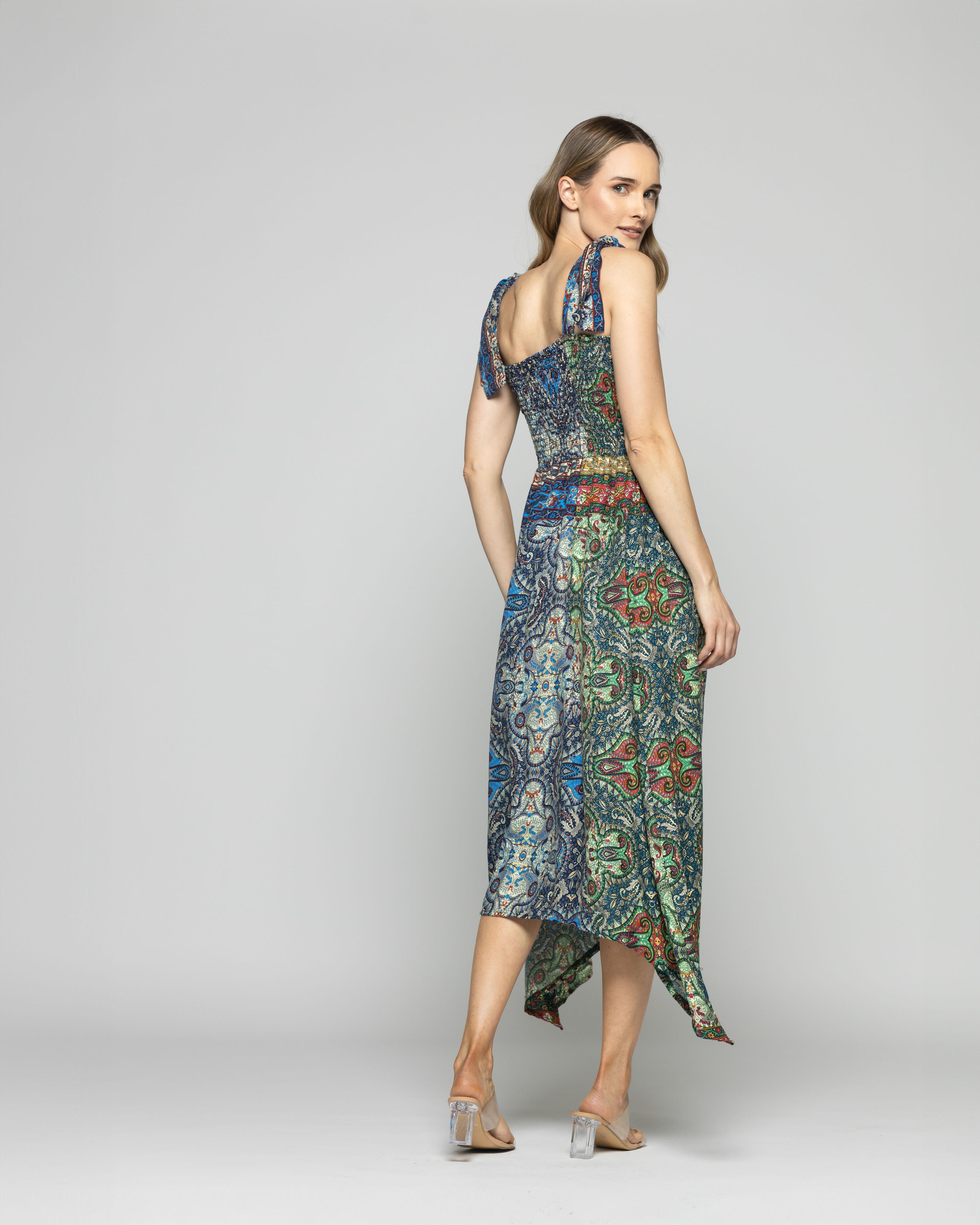 Falda Vestido Mujer Jacinto Diseño Bohemio Verde Ludovica-7
