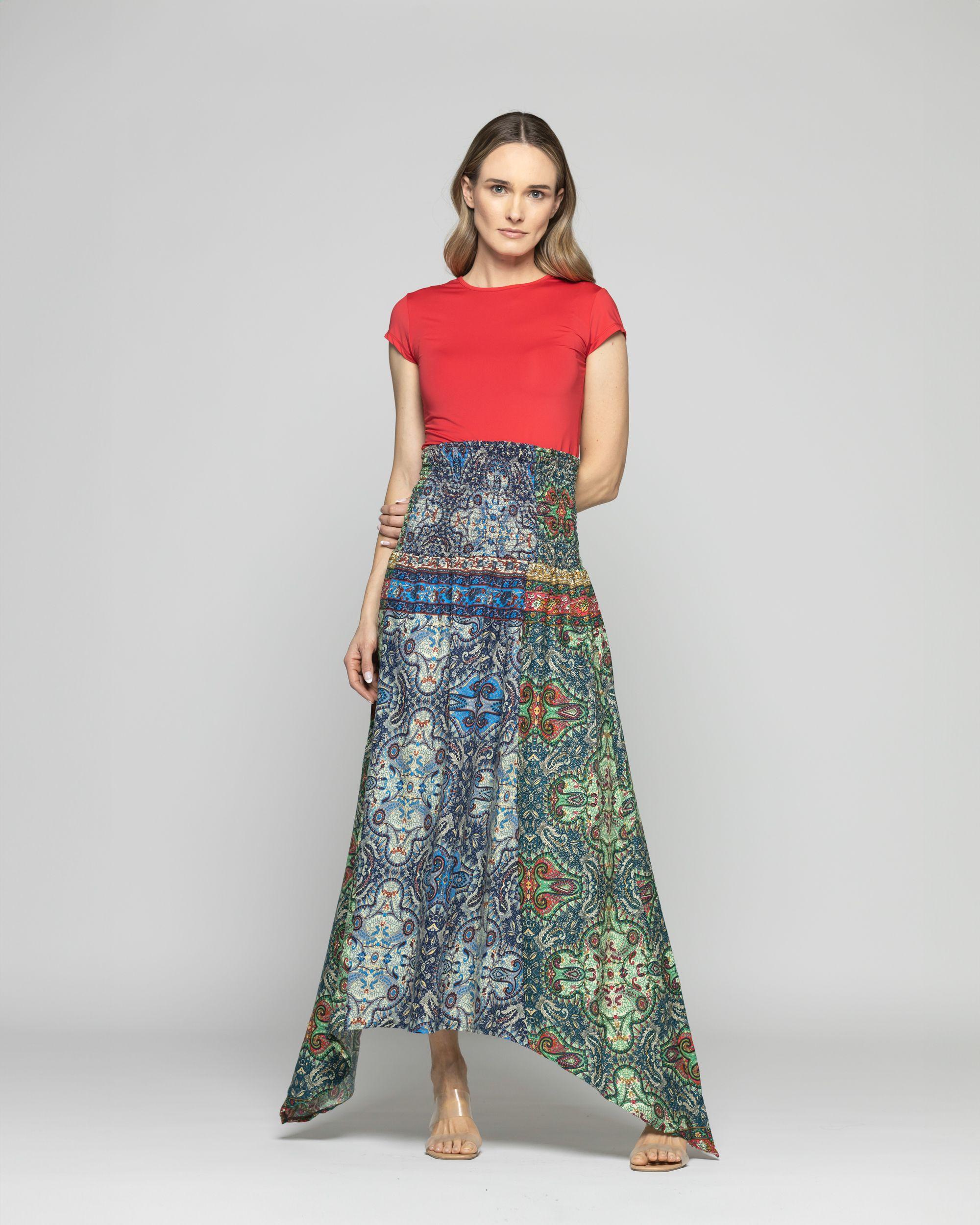 Falda Vestido Mujer Jacinto Diseño Bohemio Verde Ludovica-2