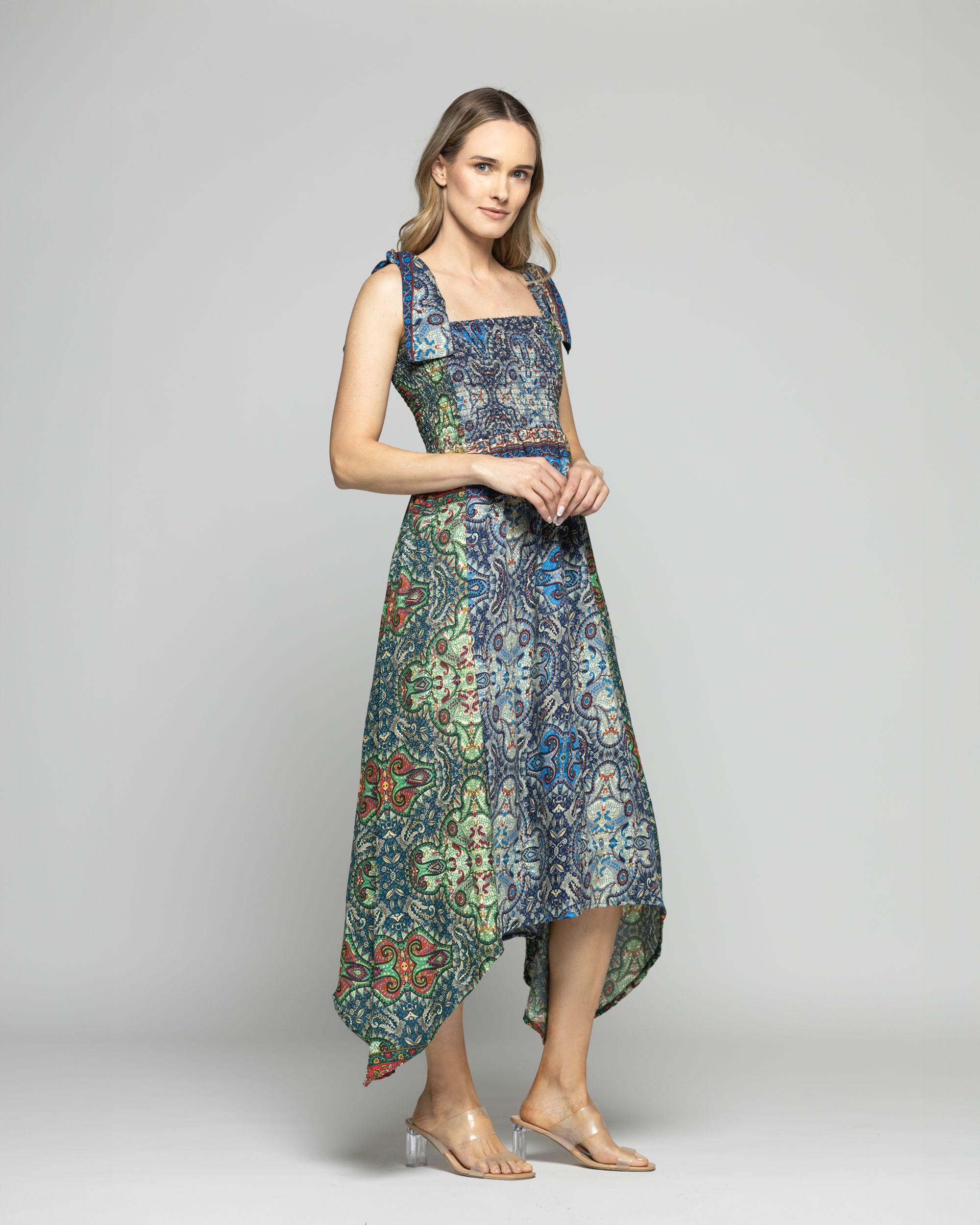 Falda Vestido Mujer Jacinto Diseño Bohemio Verde Ludovica-5