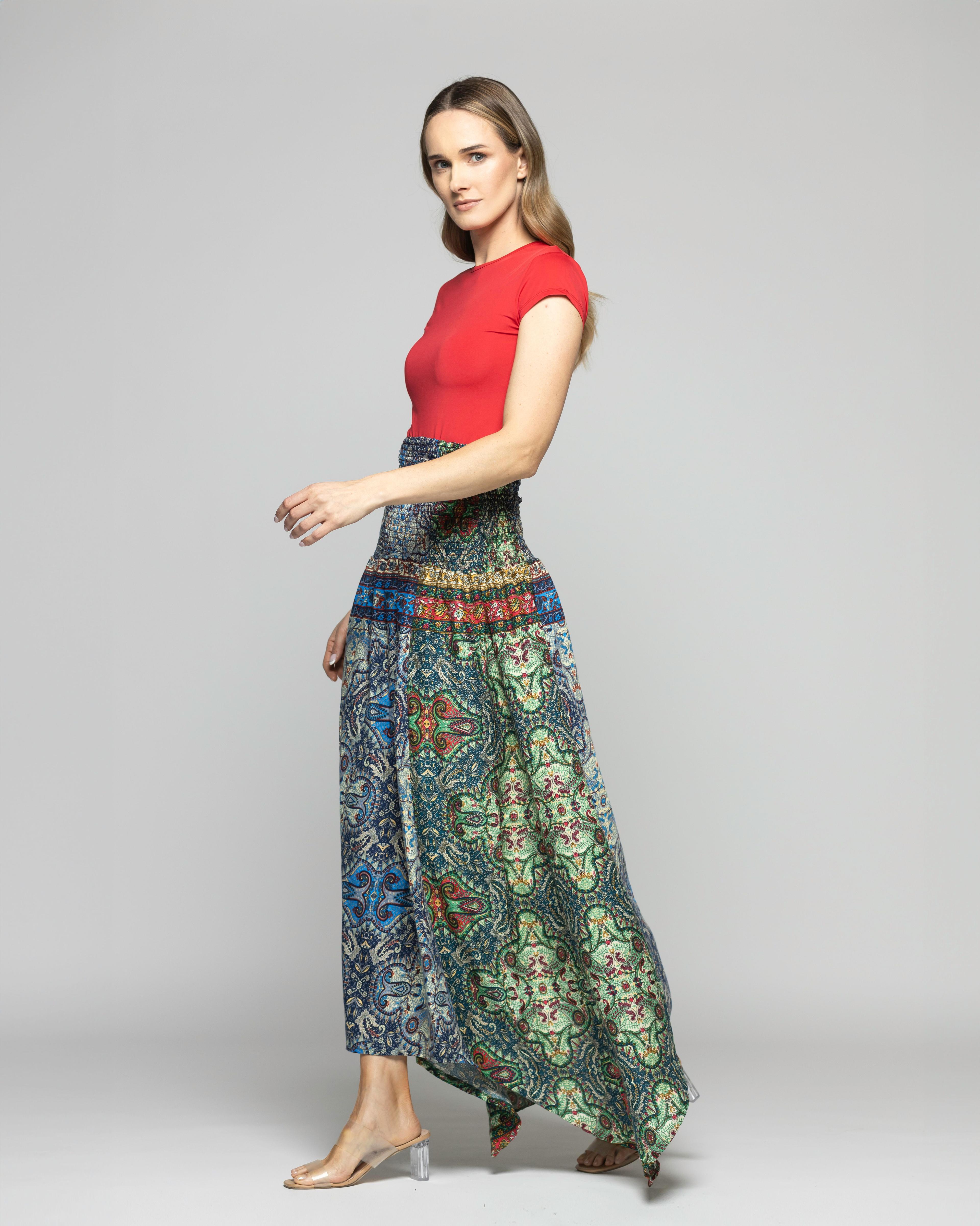 Falda Vestido Mujer Jacinto Diseño Bohemio Verde Ludovica-6