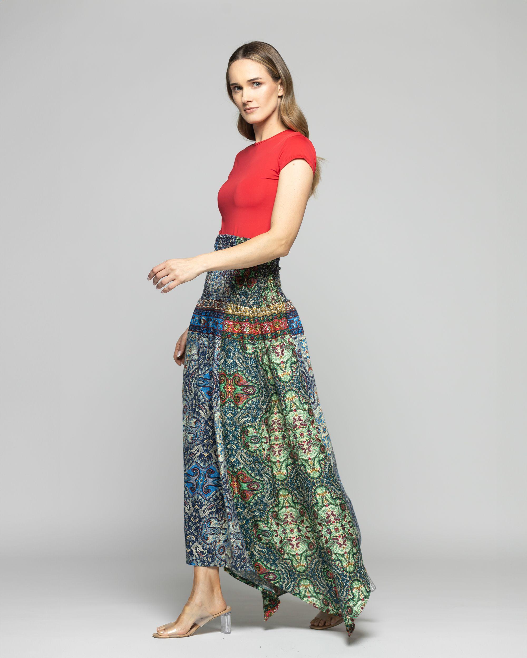 Falda Vestido Mujer Jacinto Diseño Bohemio Verde Ludovica-8