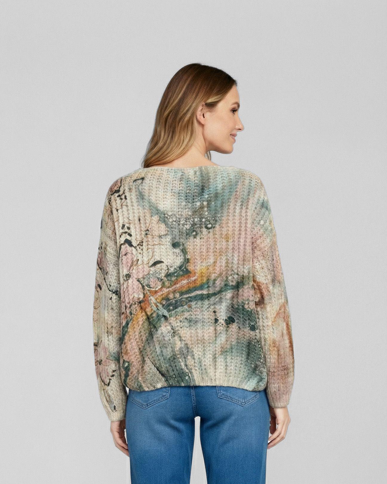 Sweater Mujer Veronica Relaxed Cuello Redondo Manga Caída Petroleo Lineatre-2