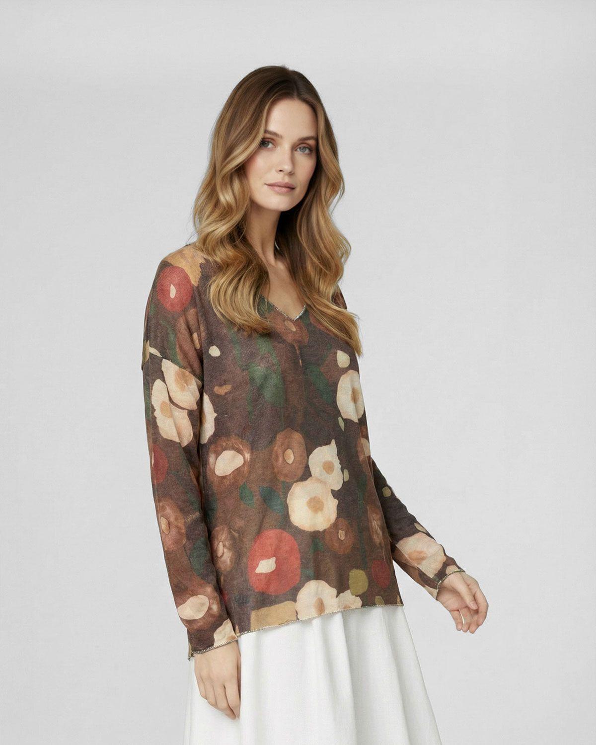 Polera Mujer Vincenza Chocolate Lineatre-1