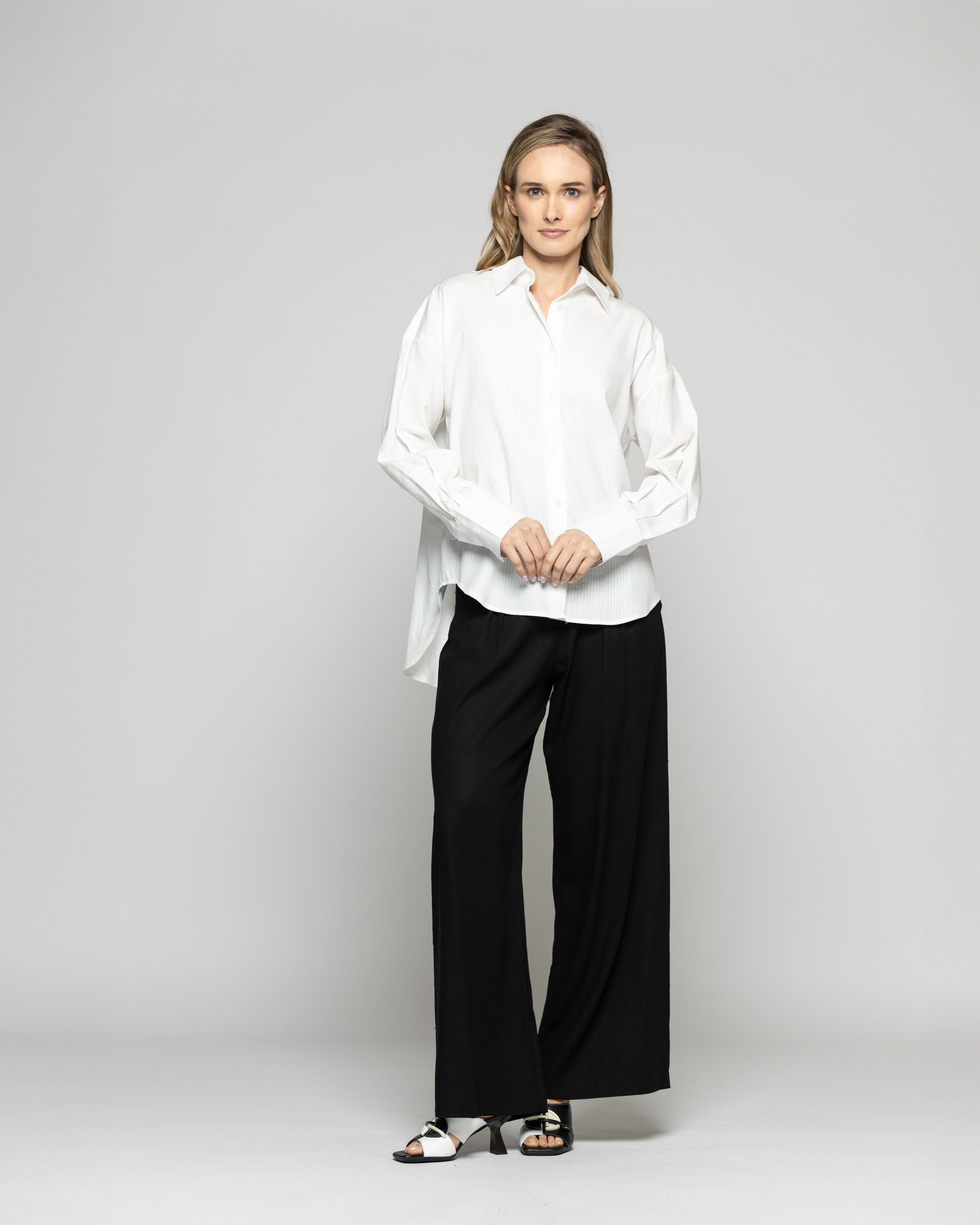 Blusa Mujer Deutzia Algodón Camisera Manga Larga Blanca Ludovica-0