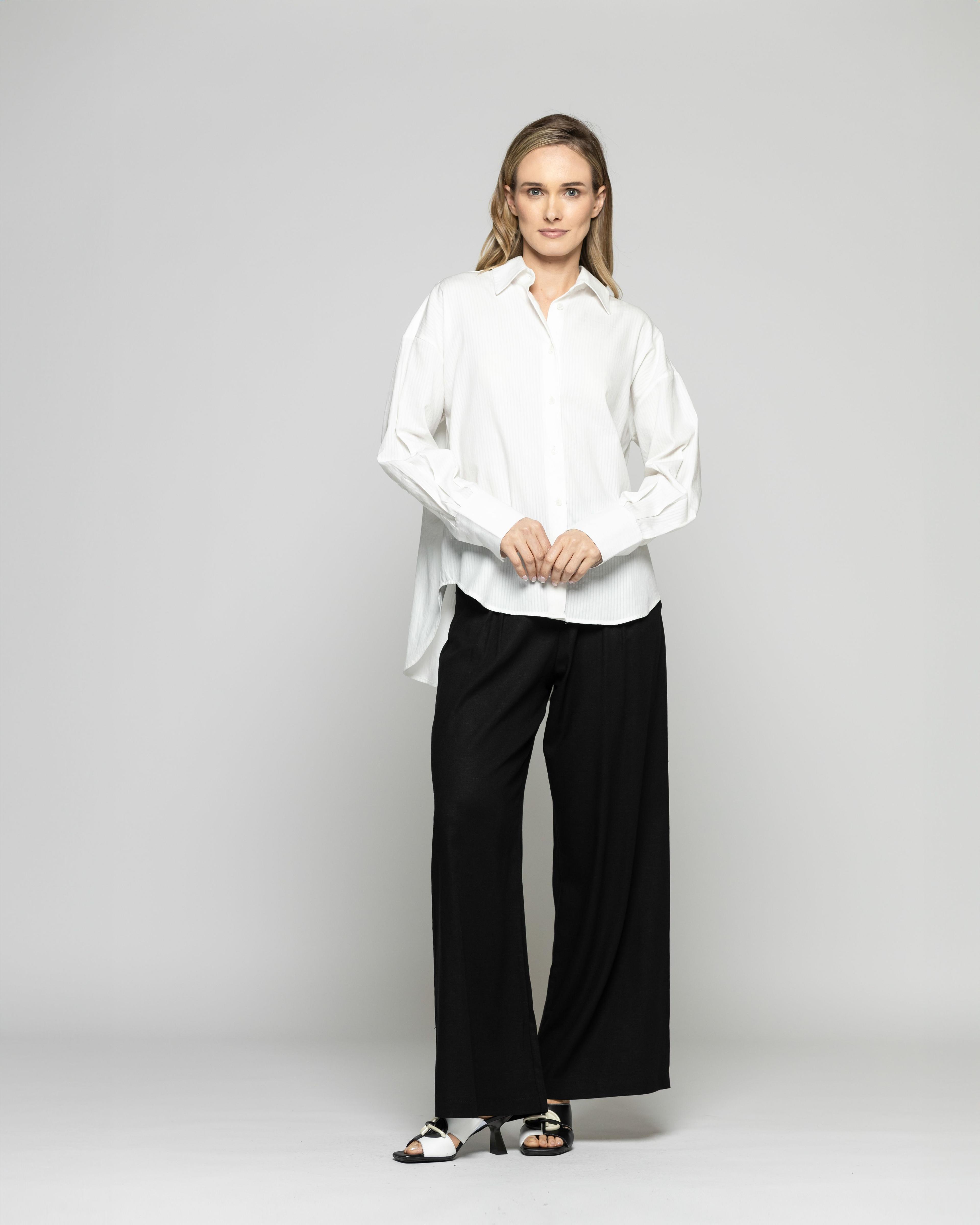 Blusa Mujer Deutzia Algodón Camisera Manga Larga Blanca Ludovica-1