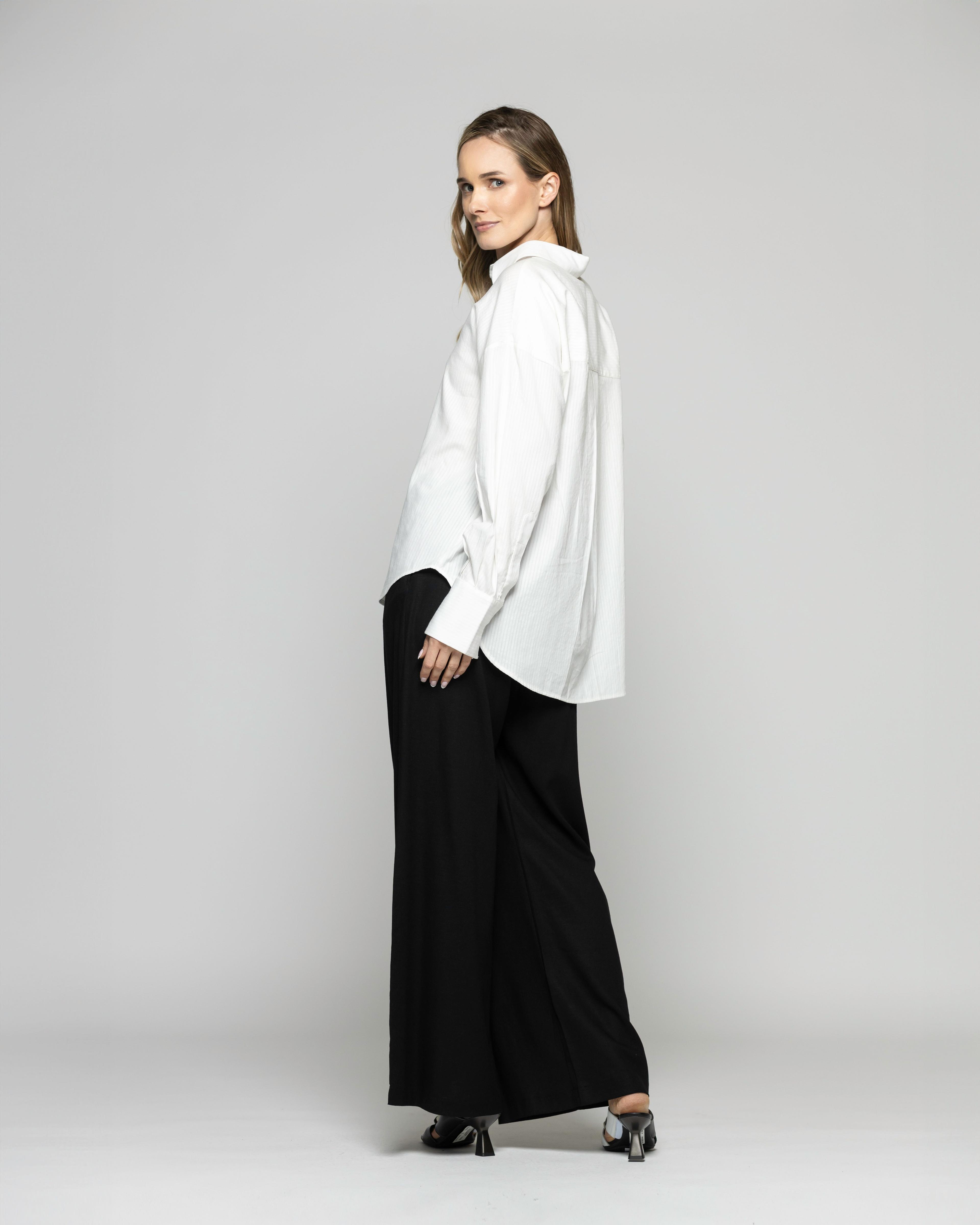 Blusa Mujer Deutzia Algodón Camisera Manga Larga Blanca Ludovica-4