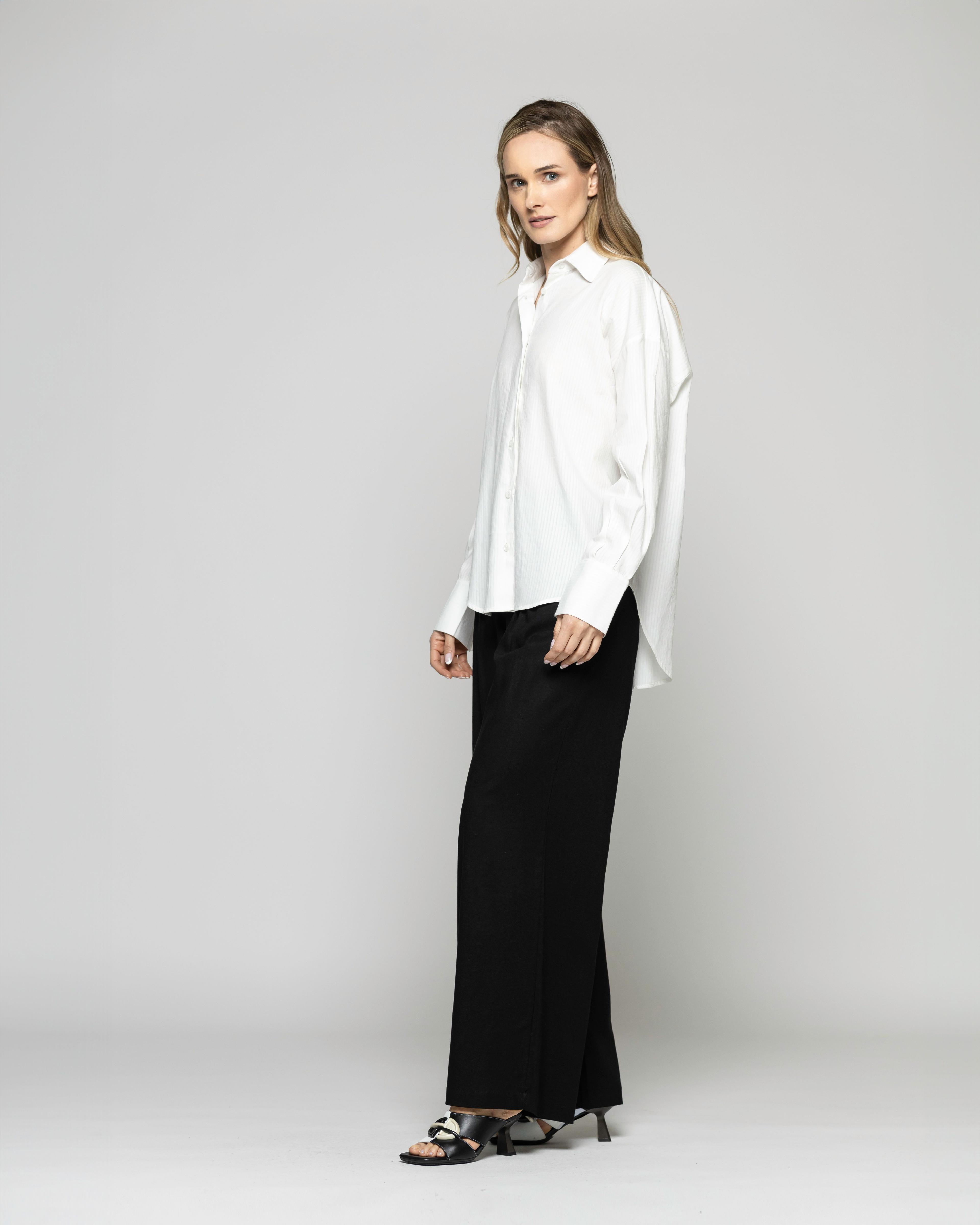 Blusa Mujer Deutzia Algodón Camisera Manga Larga Blanca Ludovica-8