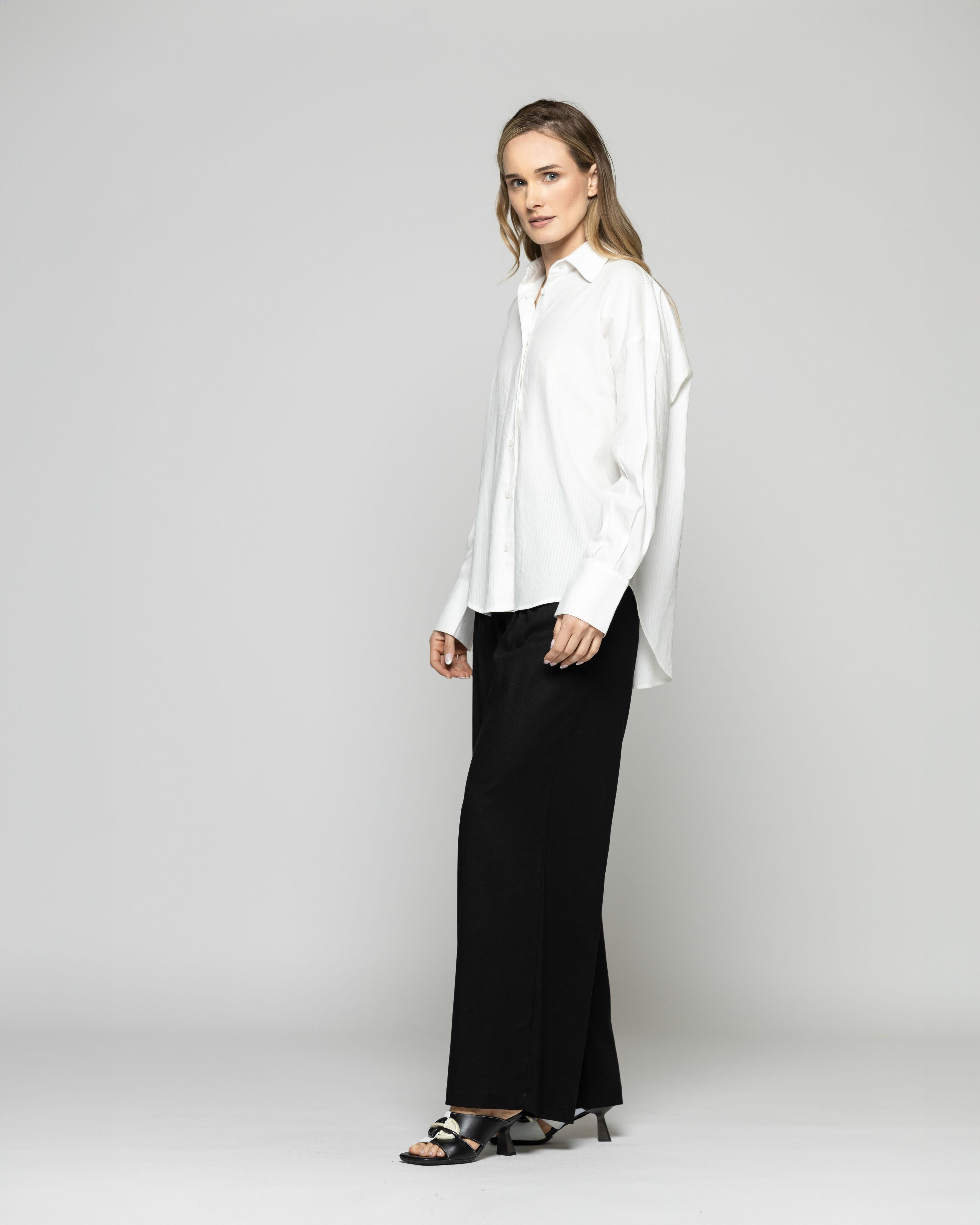 Blusa Mujer Deutzia Algodón Camisera Manga Larga Blanca Ludovica-9