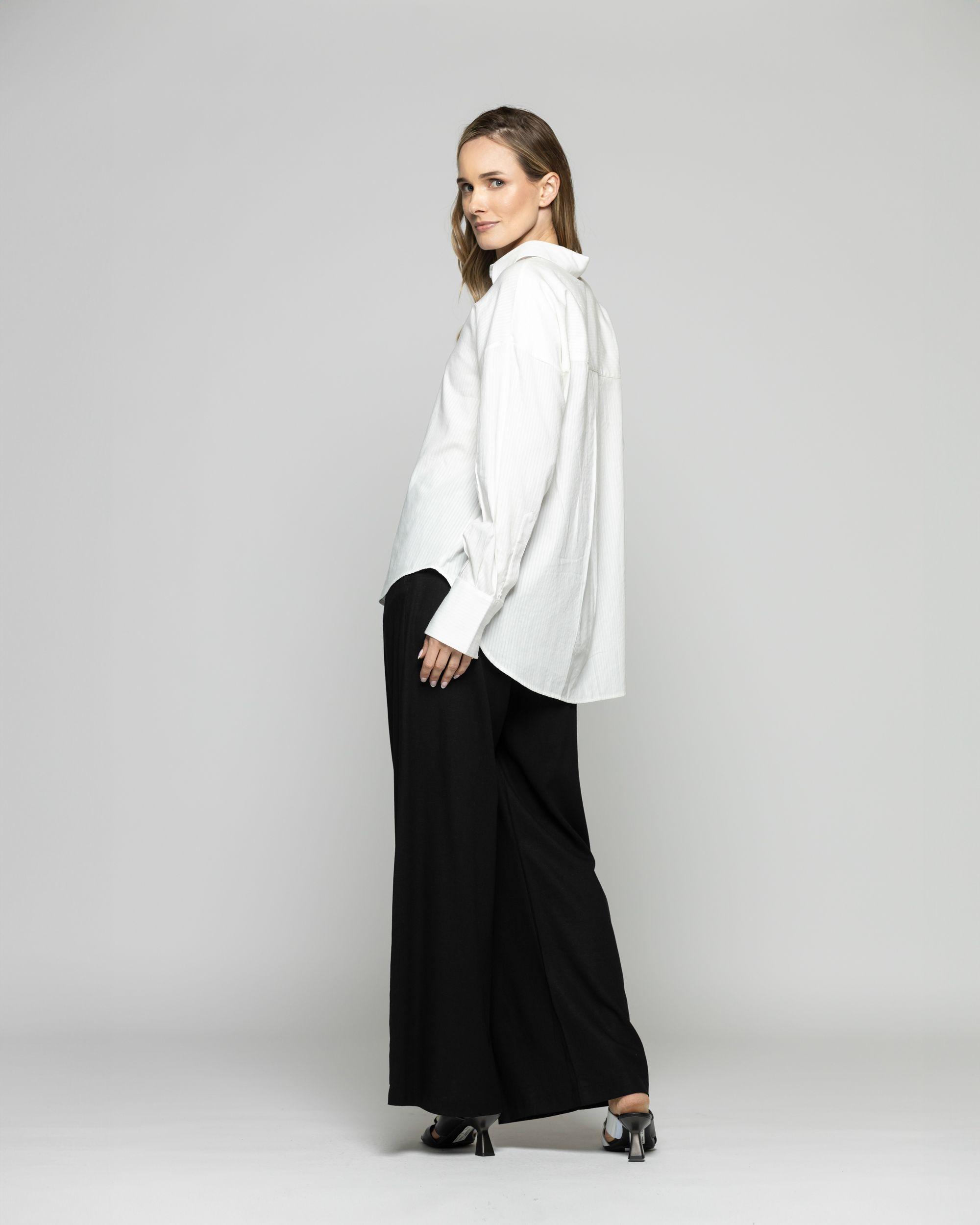 Blusa Mujer Deutzia Algodón Camisera Manga Larga Blanca Ludovica-5