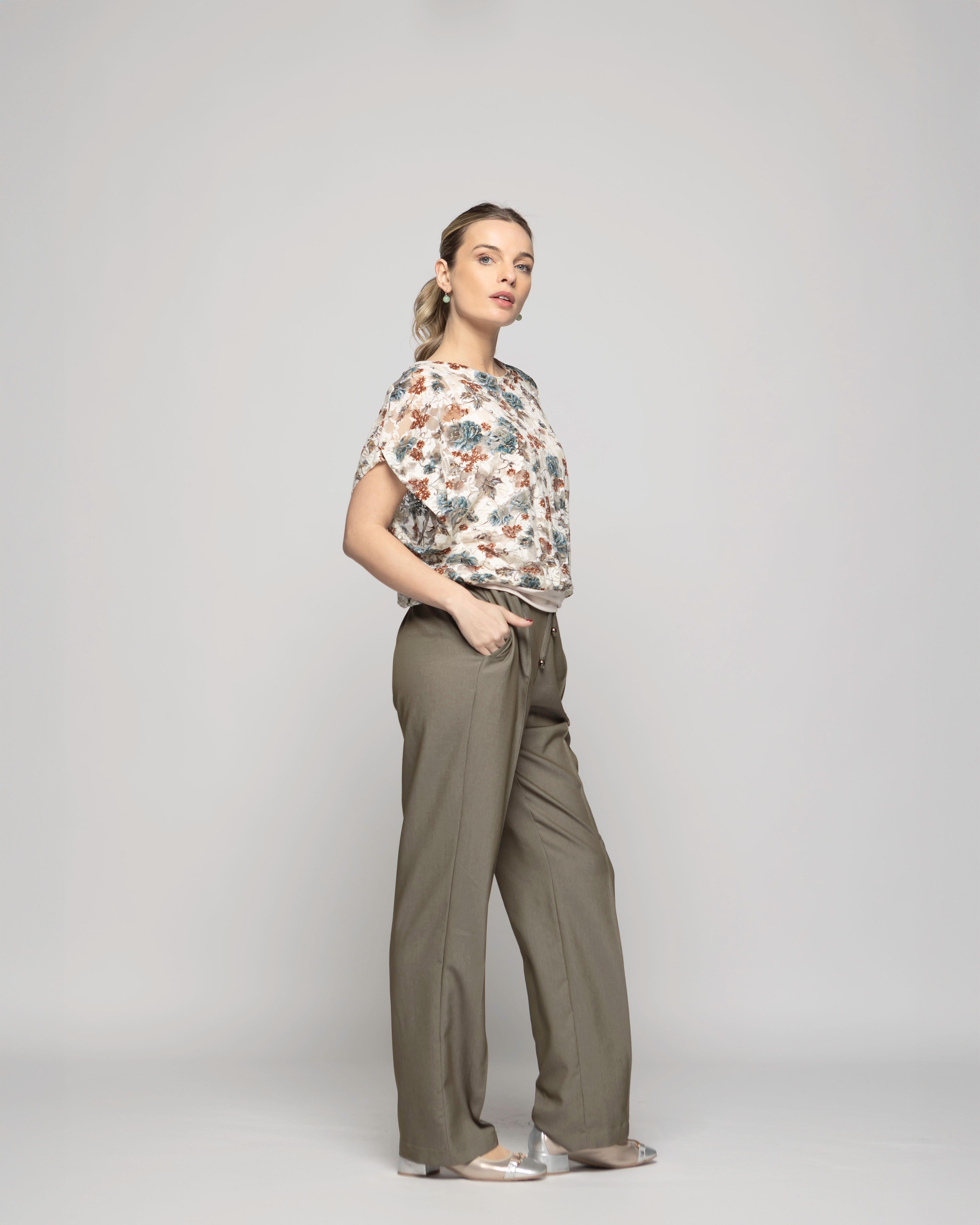 Polera Nigella Manga Caída Encaje Floral Blanco Crema Ludovica-8