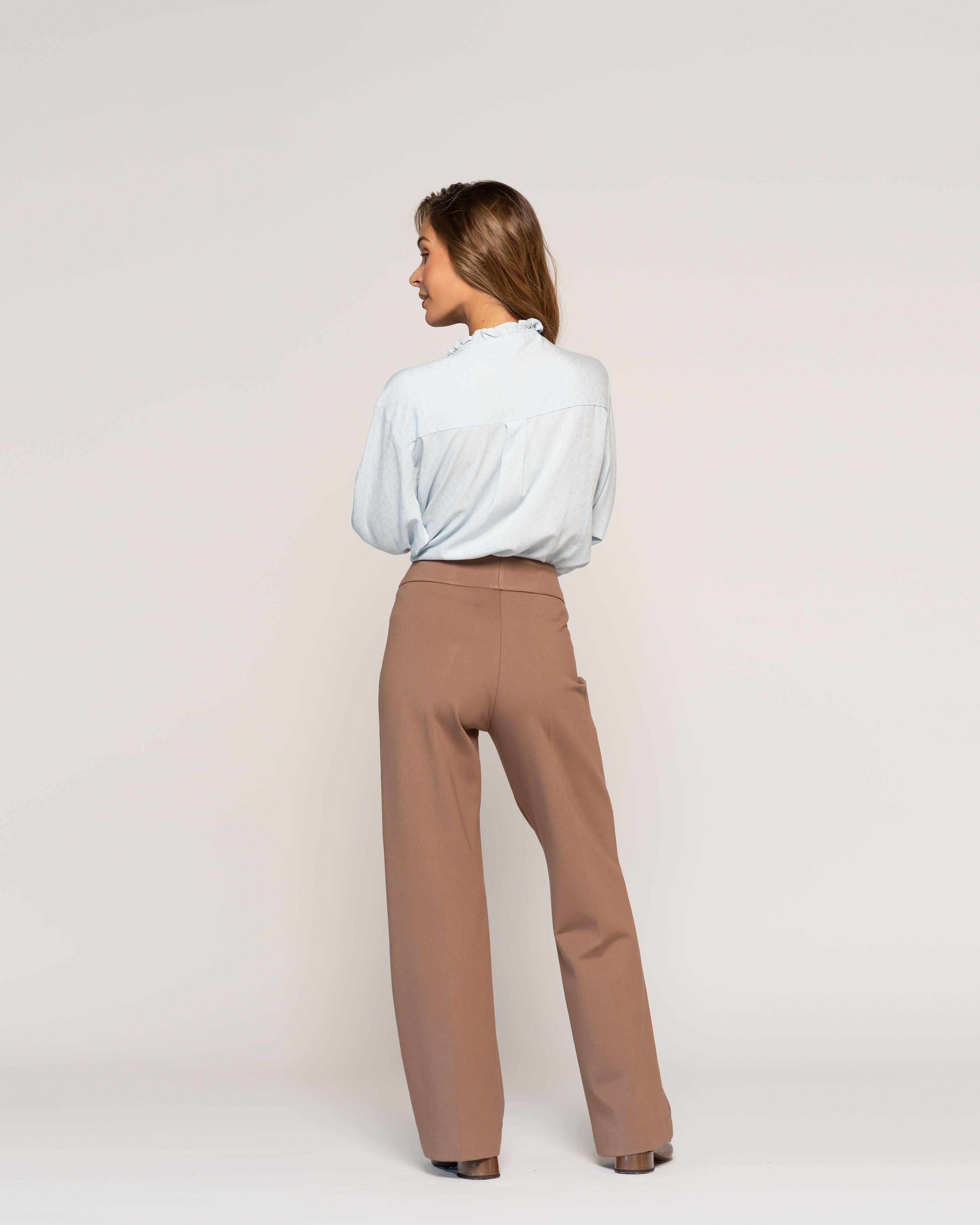 Blusa Rocío Cielo Cuello Mao V Manga larga Globo Puño tipo camisa Mujer-2