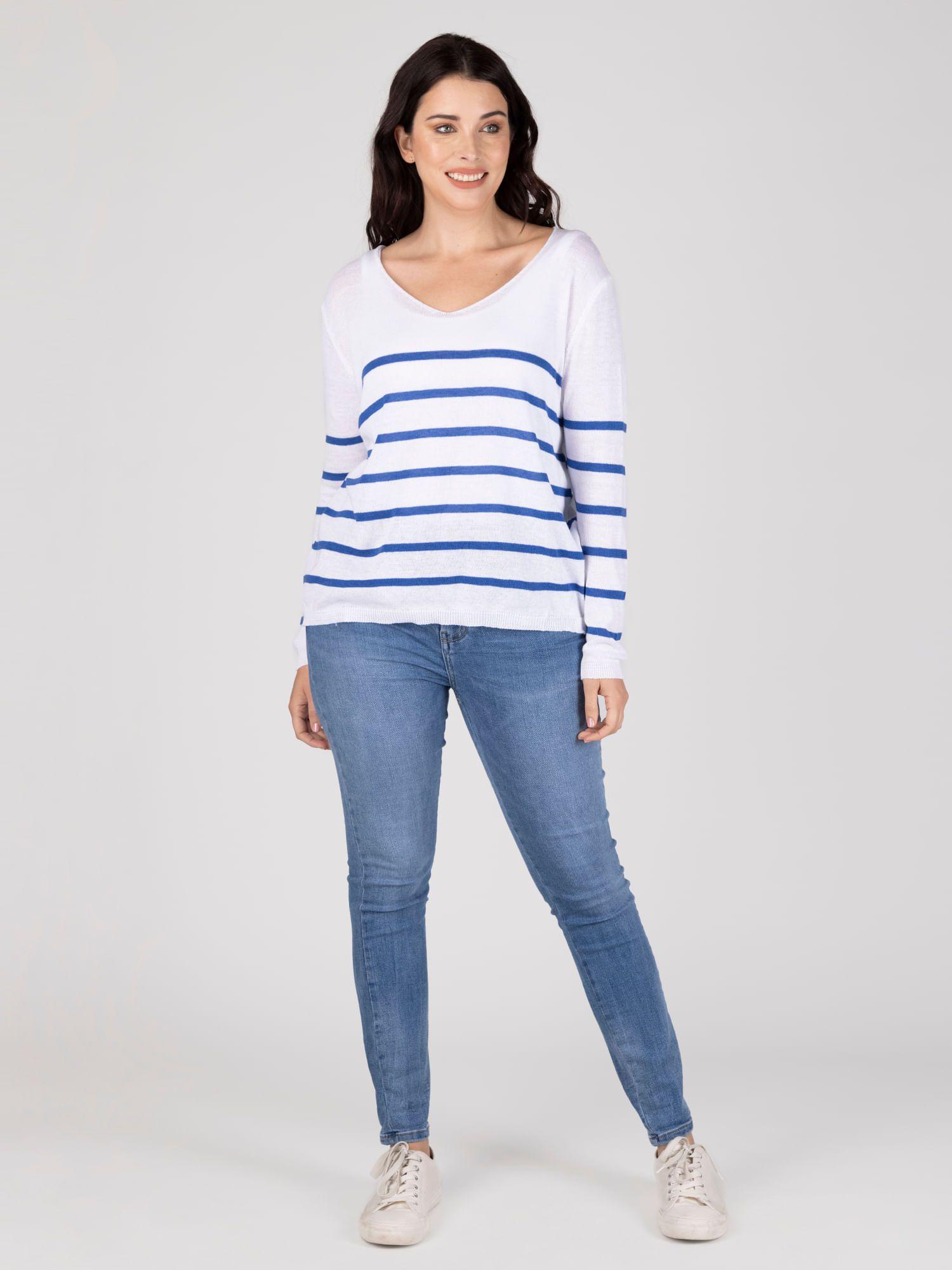 Sweater Navy Cuello En V Royal Lineatre-3