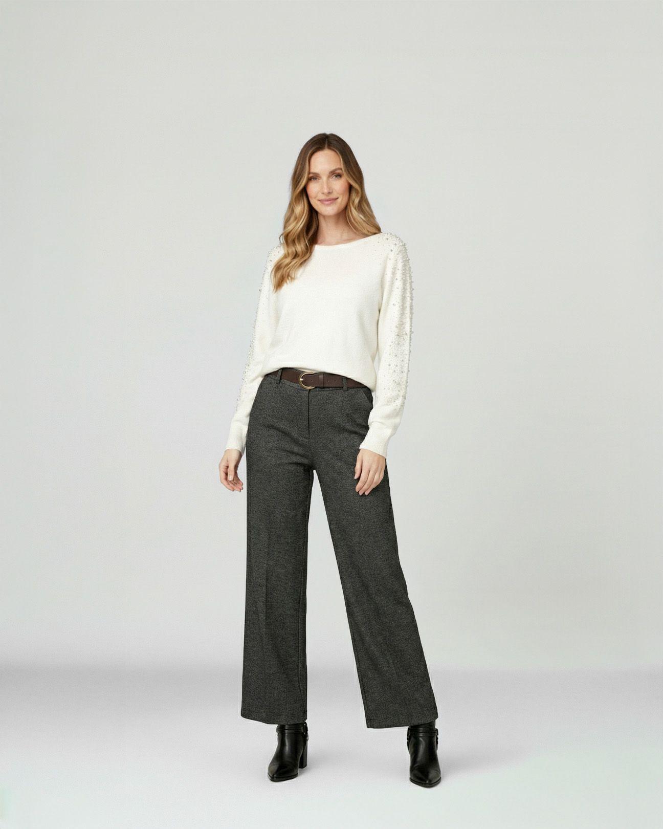 Sweater Mujer Nora Relaxed Cuello Bote Manga Caída Crudo Lineatre-3