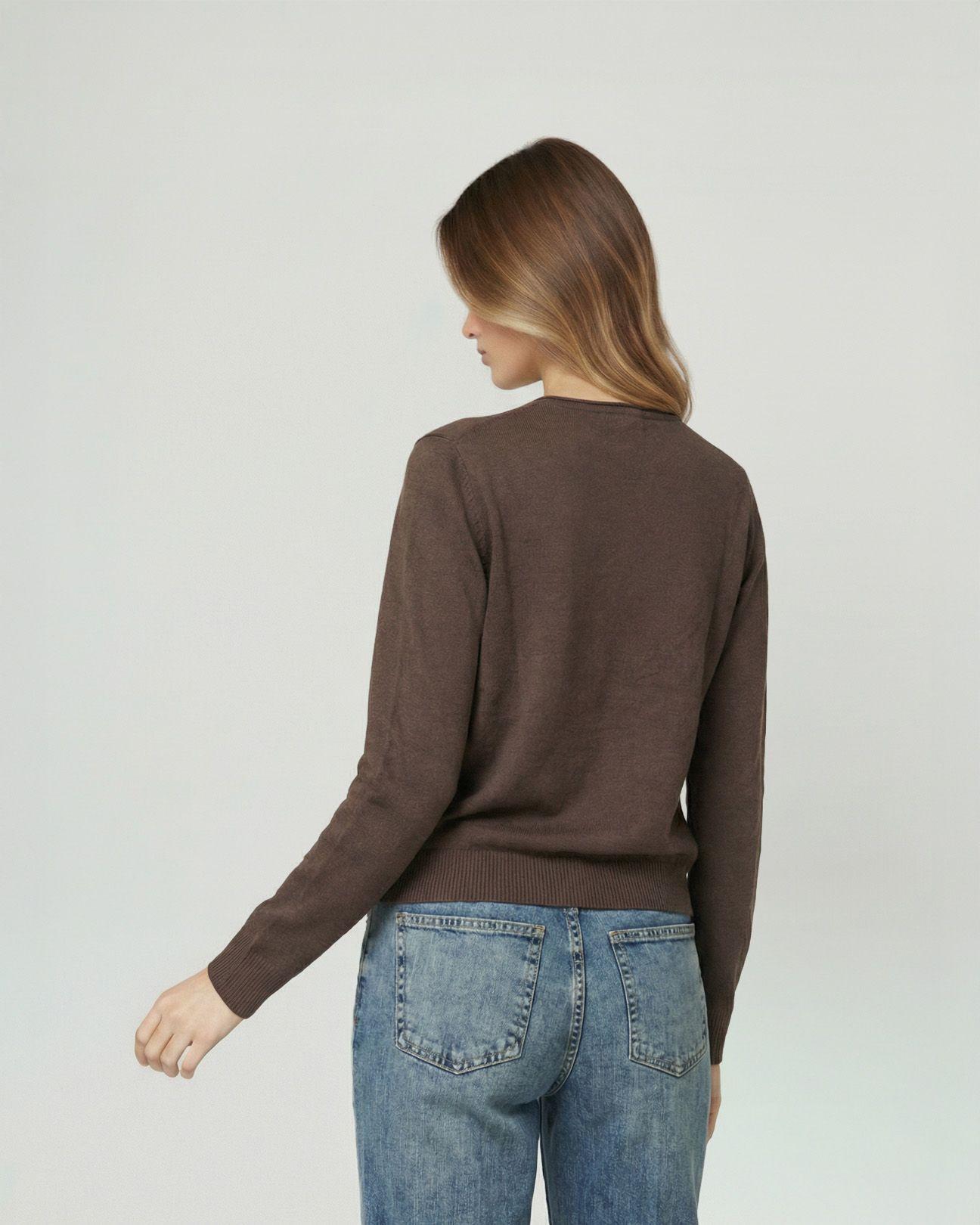 Sweater Mujer Marcela Relaxed Fit Cuello Redondo Manga Caída  Moro Lineatre-2