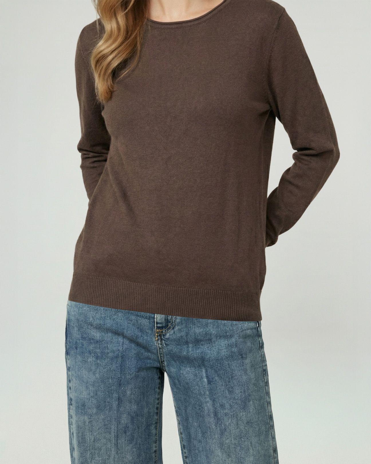 Sweater Mujer Marcela Relaxed Fit Cuello Redondo Manga Caída  Moro Lineatre-3