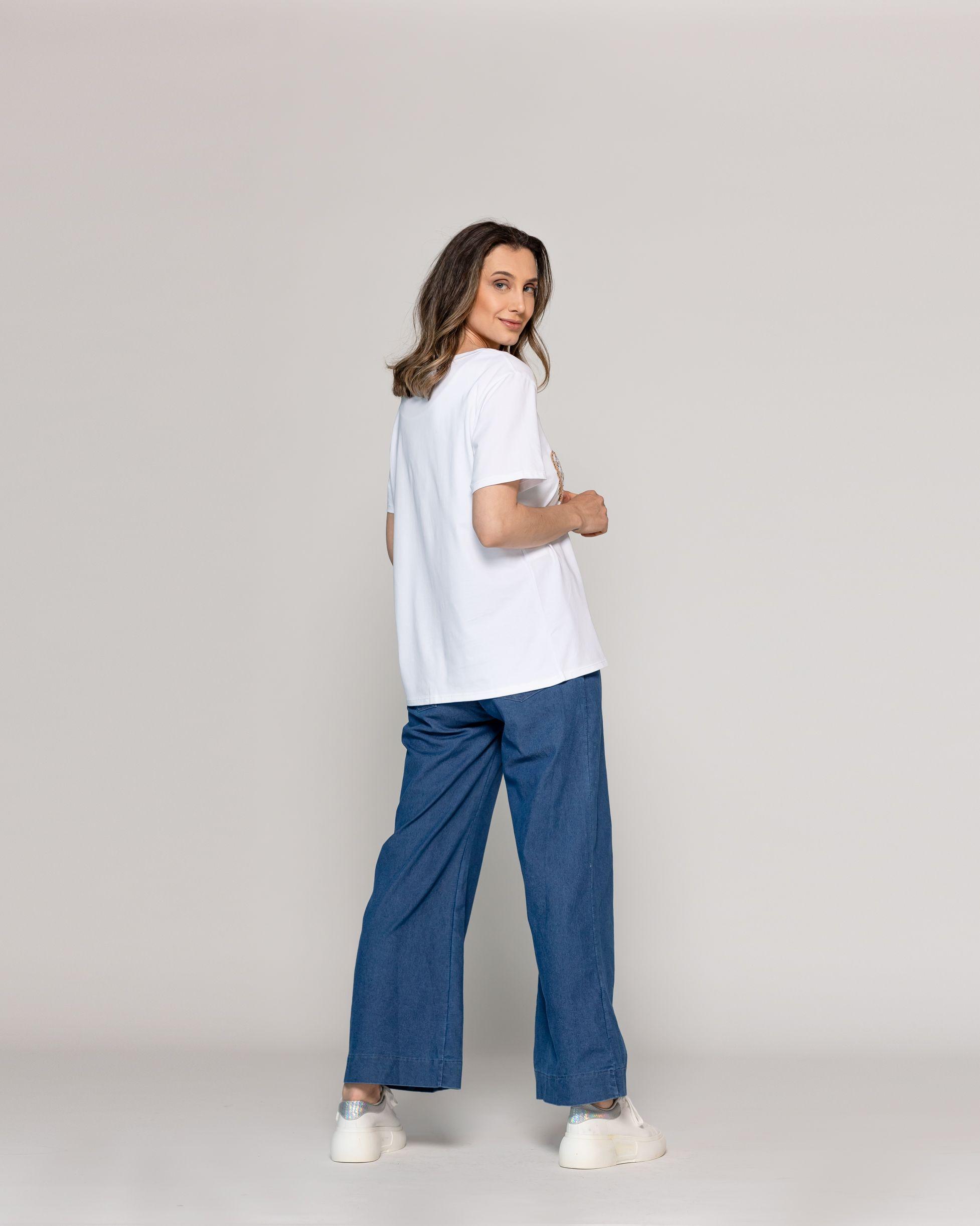 Polera Mujer Orlena Básica Estampado Corazones Blanca Lineatre-2