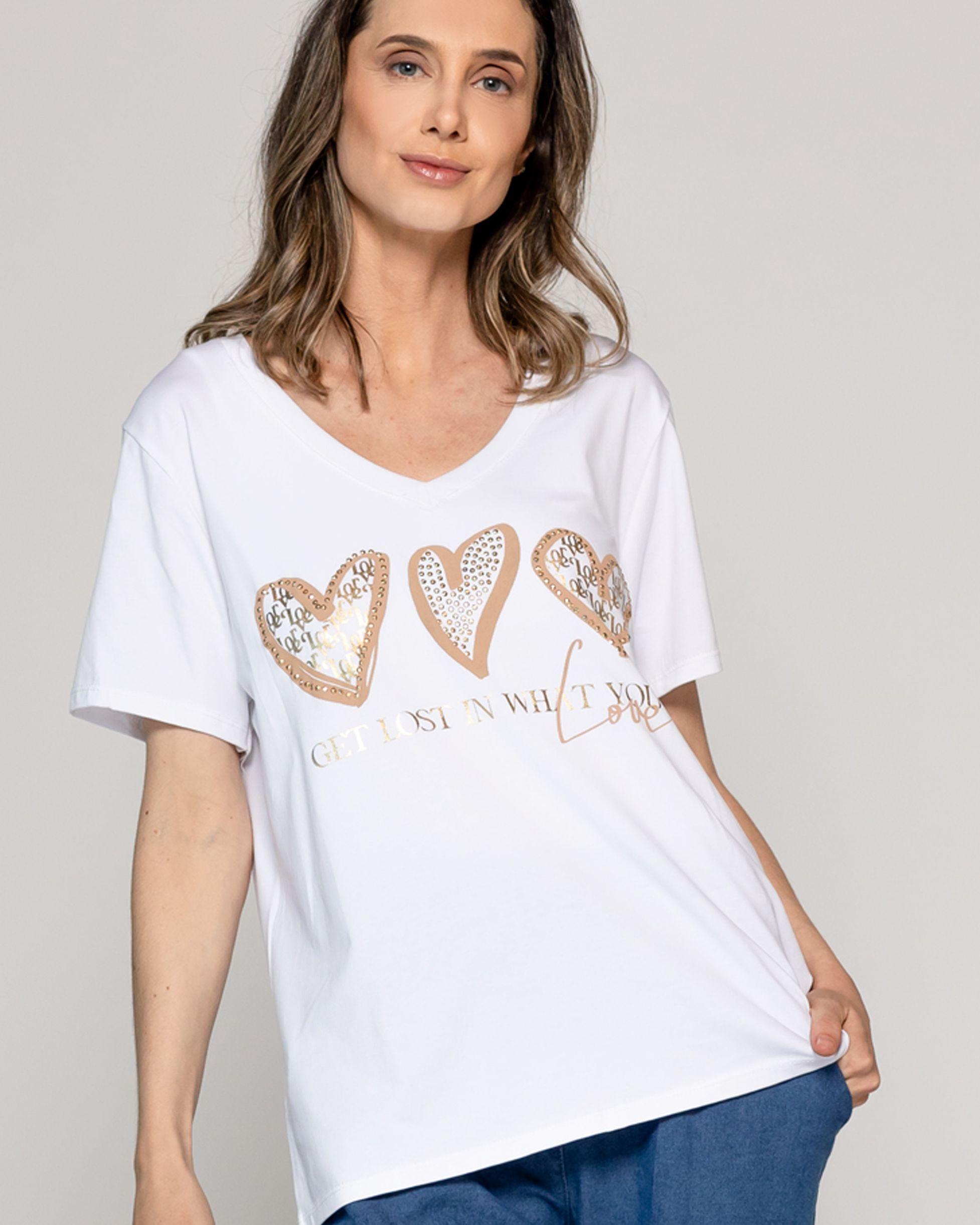 Polera Mujer Orlena Básica Estampado Corazones Blanca Lineatre-3