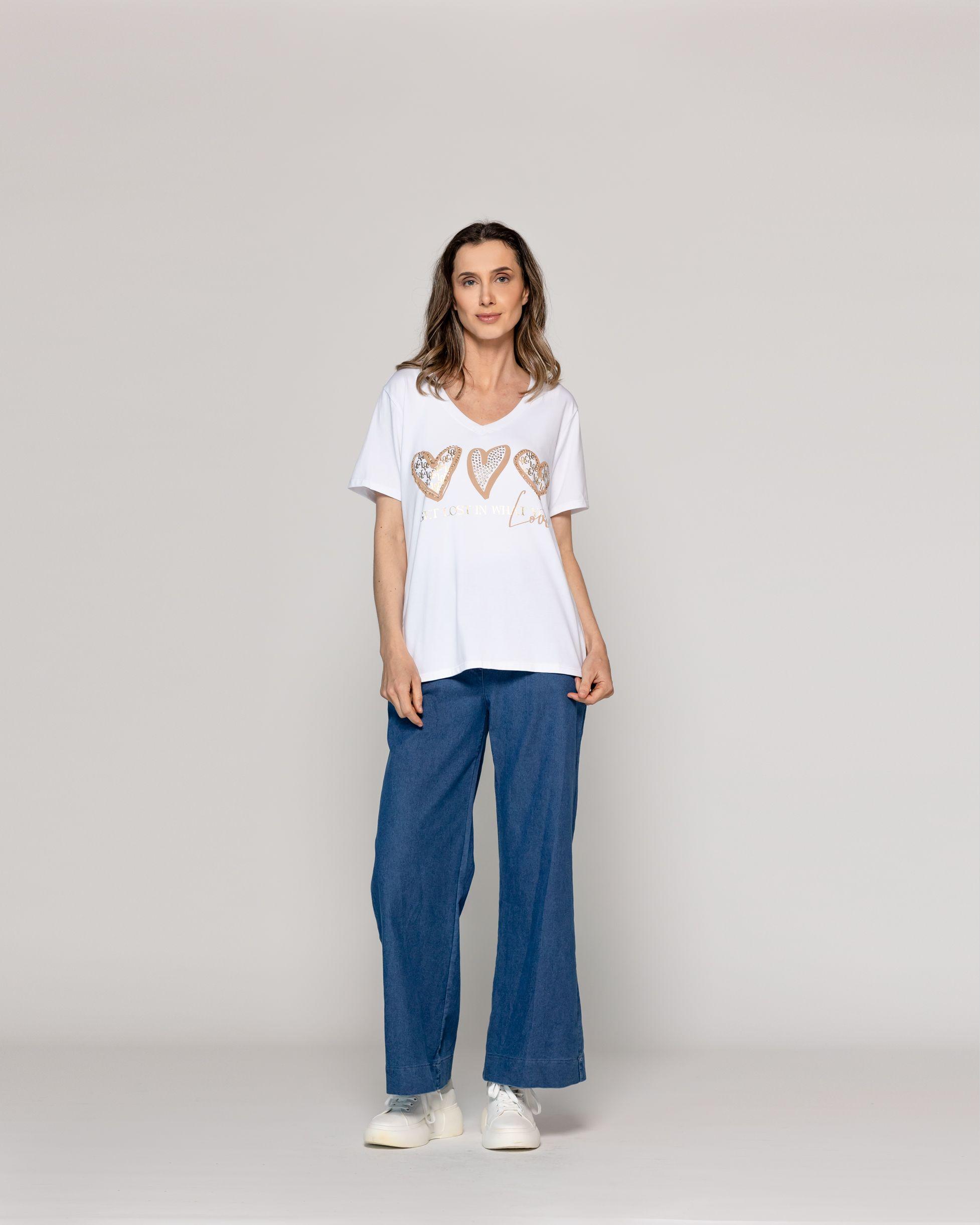 Polera Mujer Orlena Básica Estampado Corazones Blanca Lineatre-4