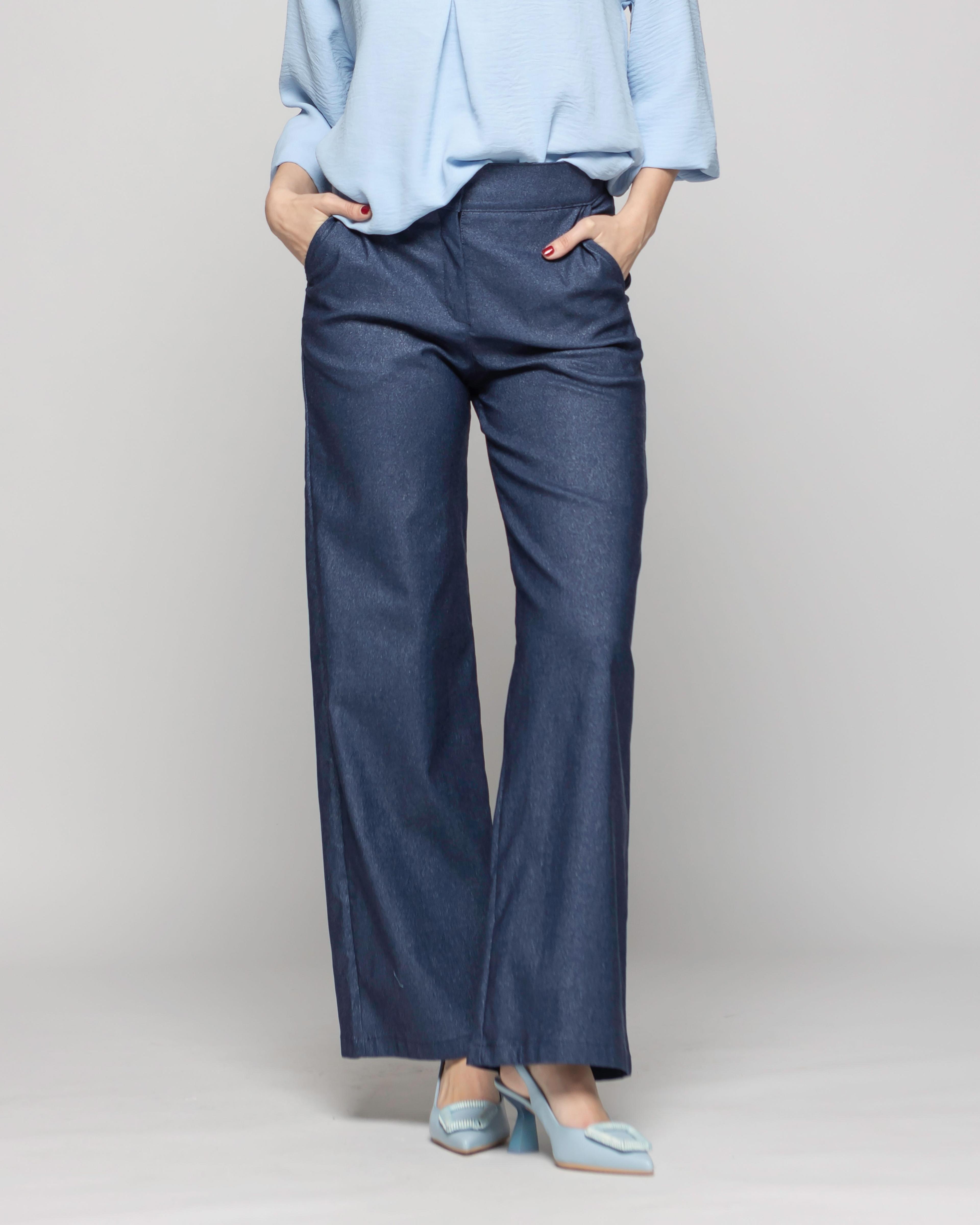 Pantalón Mujer Reseda Viscosa Regular Fit Recto Denim Azul Ludovica-3