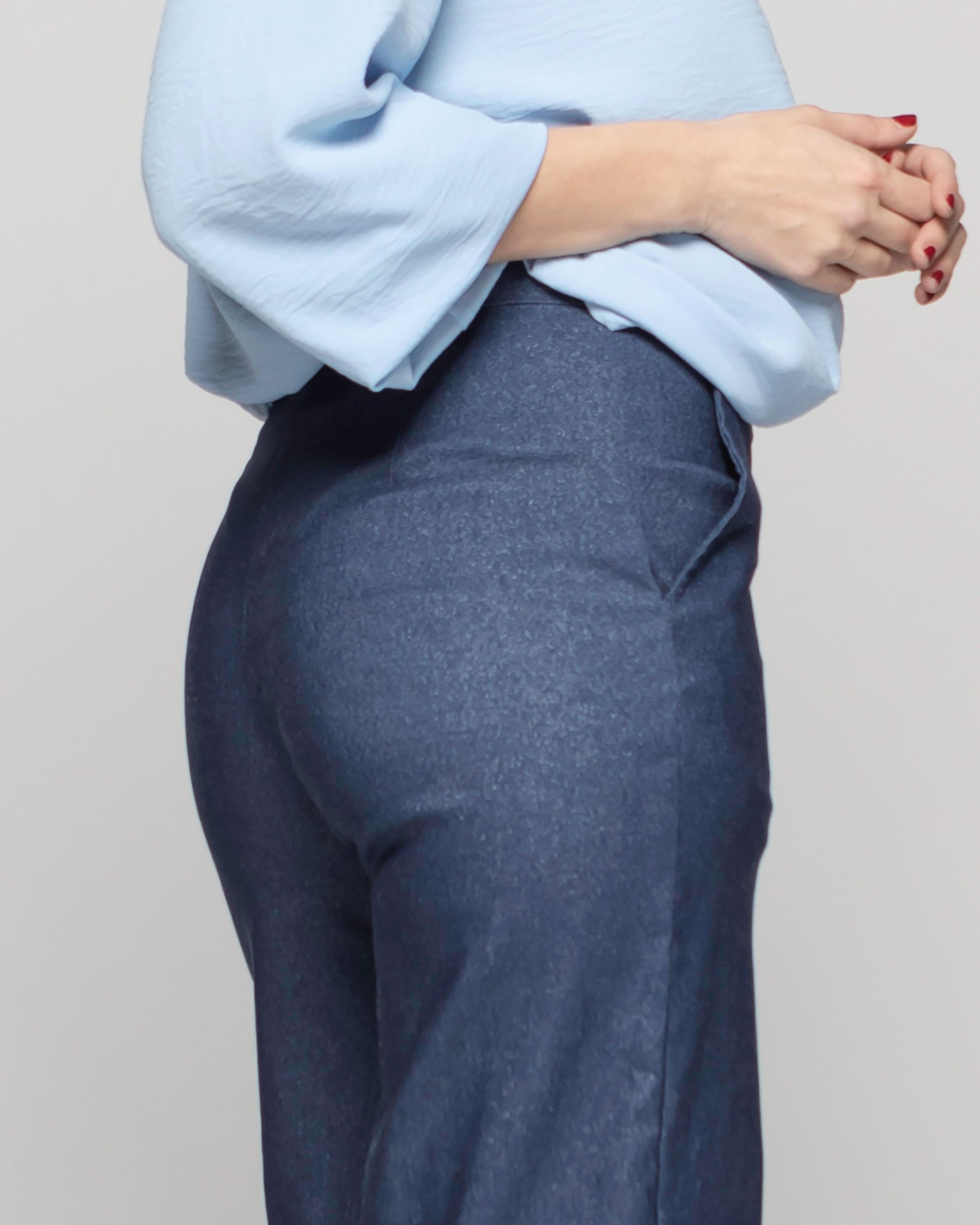 Pantalón Mujer Reseda Viscosa Regular Fit Recto Denim Azul Ludovica-7