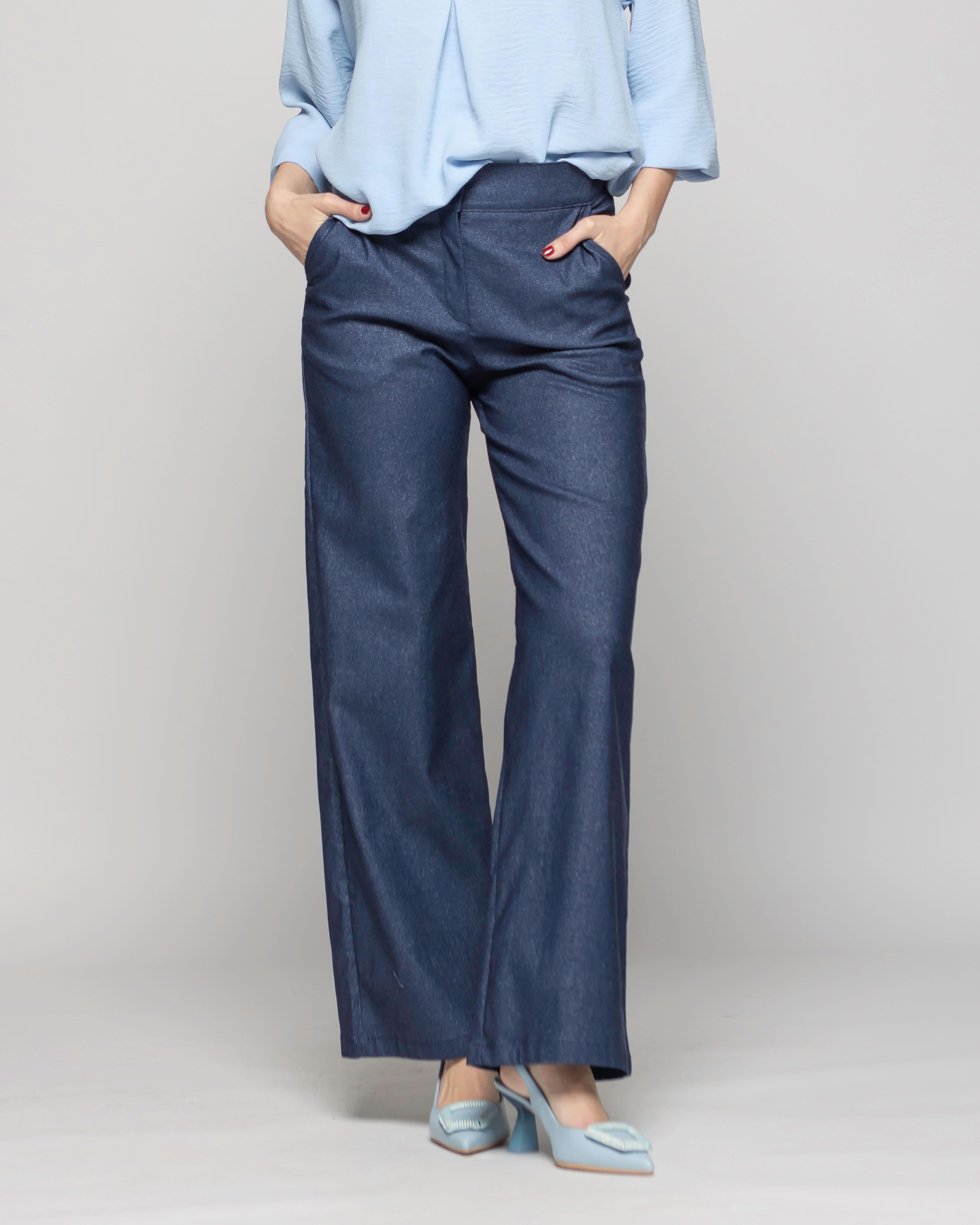 Pantalón Mujer Reseda Viscosa Regular Fit Recto Denim Azul Ludovica-2