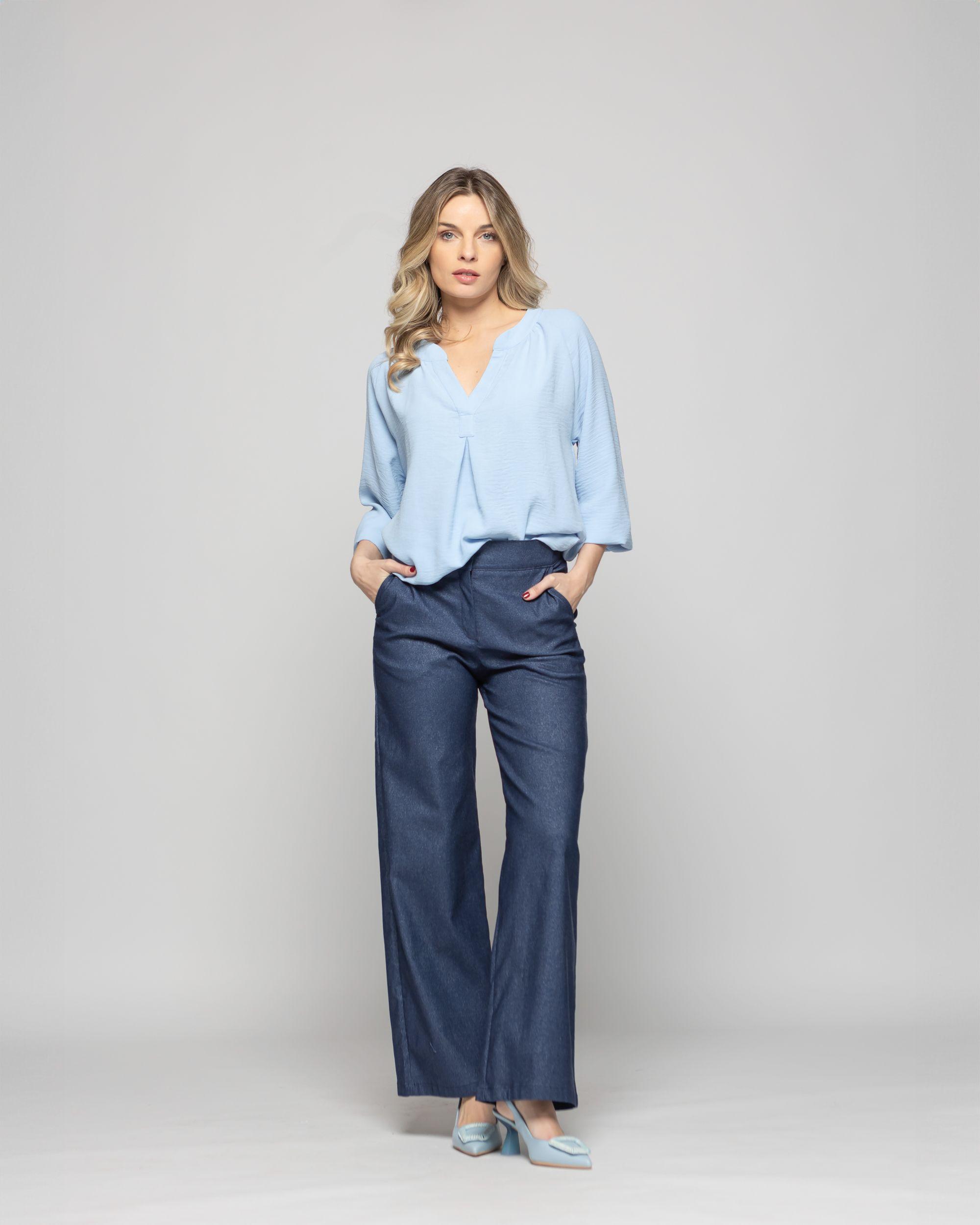 Pantalón Mujer Reseda Viscosa Regular Fit Recto Denim Azul Ludovica-9