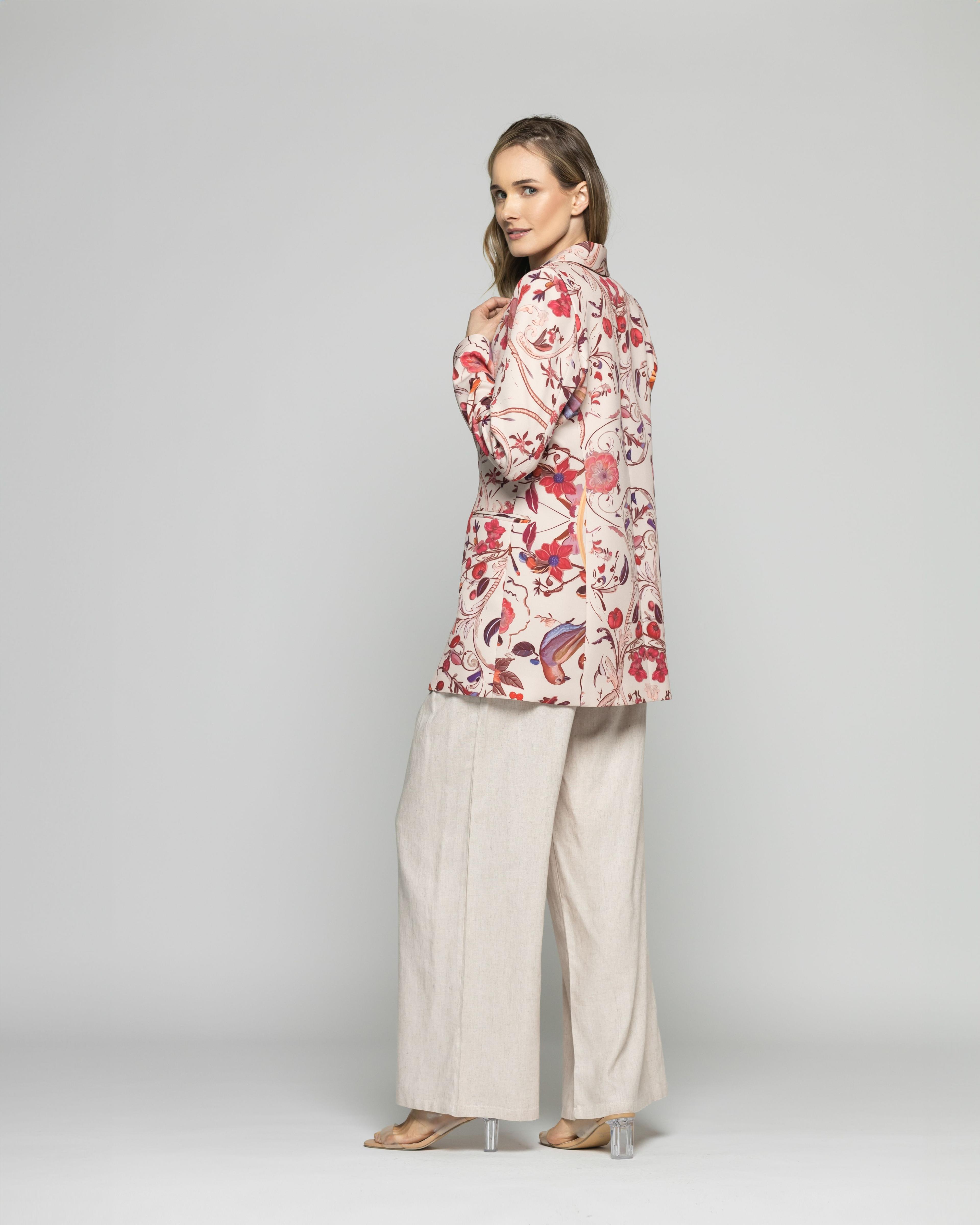 Blazer Mujer Heliconia Clásico Estampado Floral Multicolor Ludovica-3