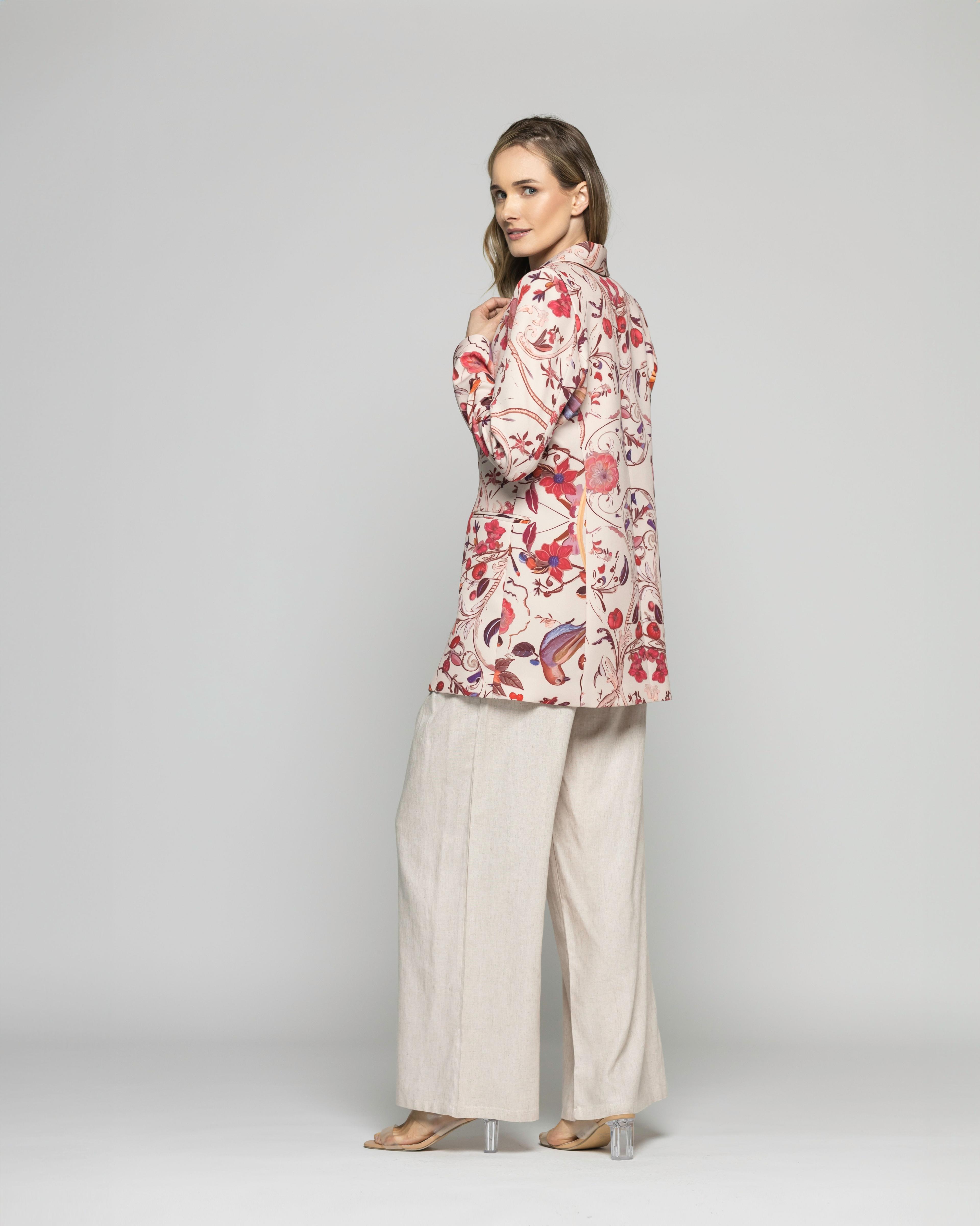 Blazer Mujer Heliconia Clásico Estampado Floral Multicolor Ludovica-2